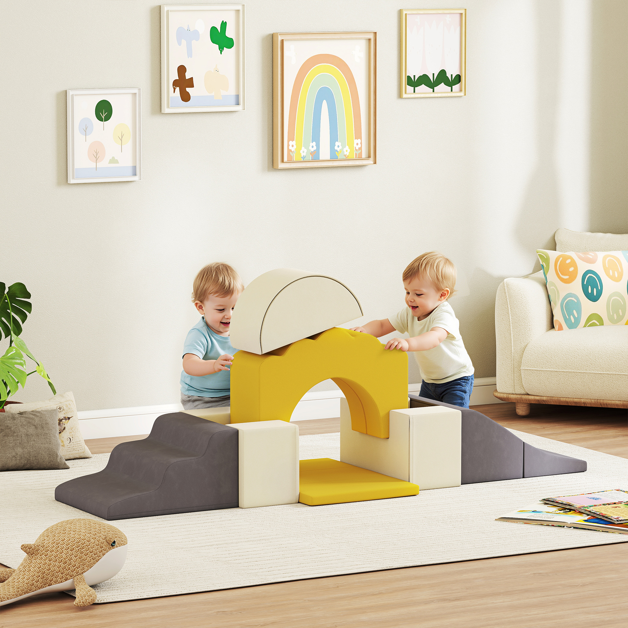Parcours motricité bébé 4 blocs – velours côtelé