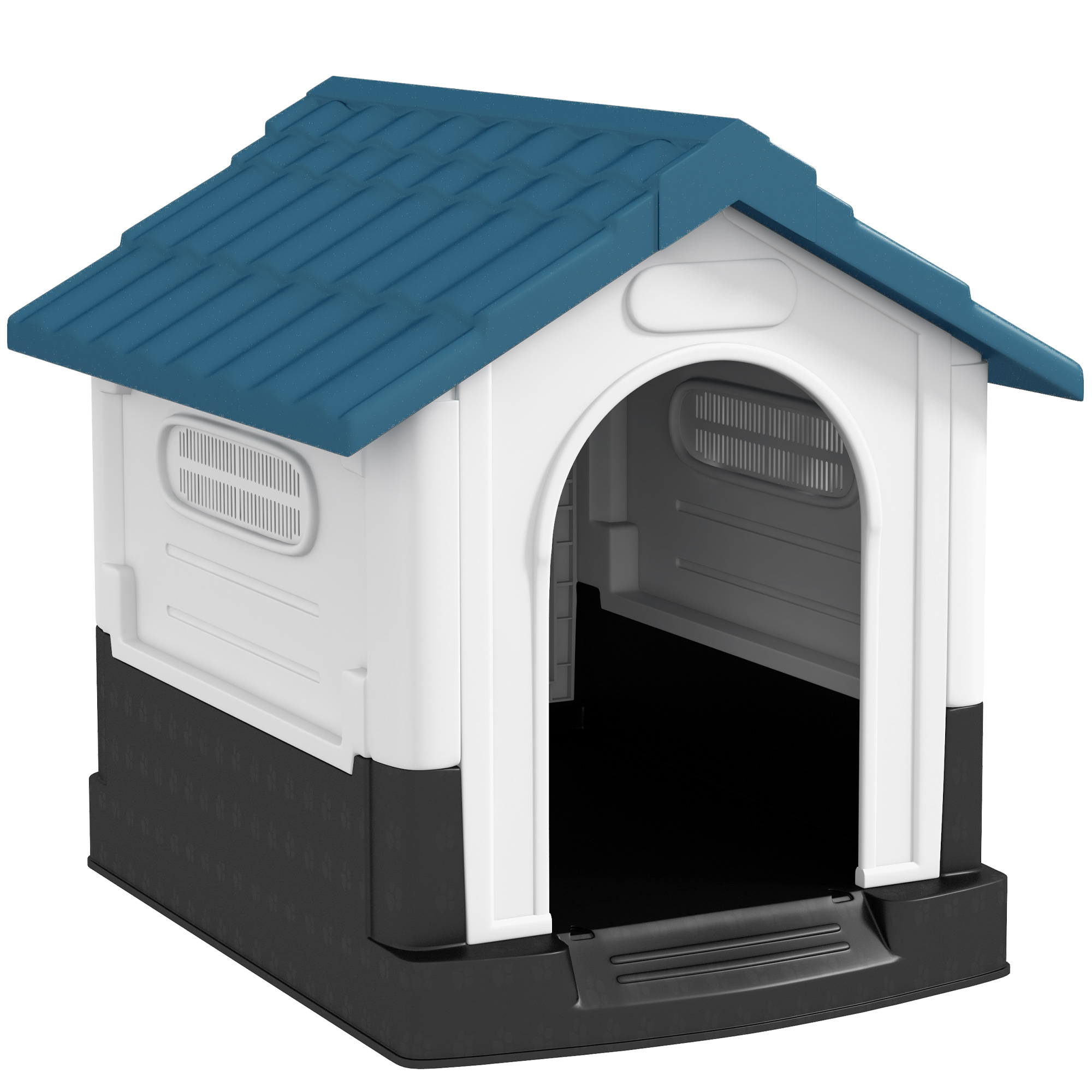 PawHut Plastic Dog Kennel with Windows, for Garden Patio, Miniature Dogs, 64.5 x 57 x 66cm - Grey