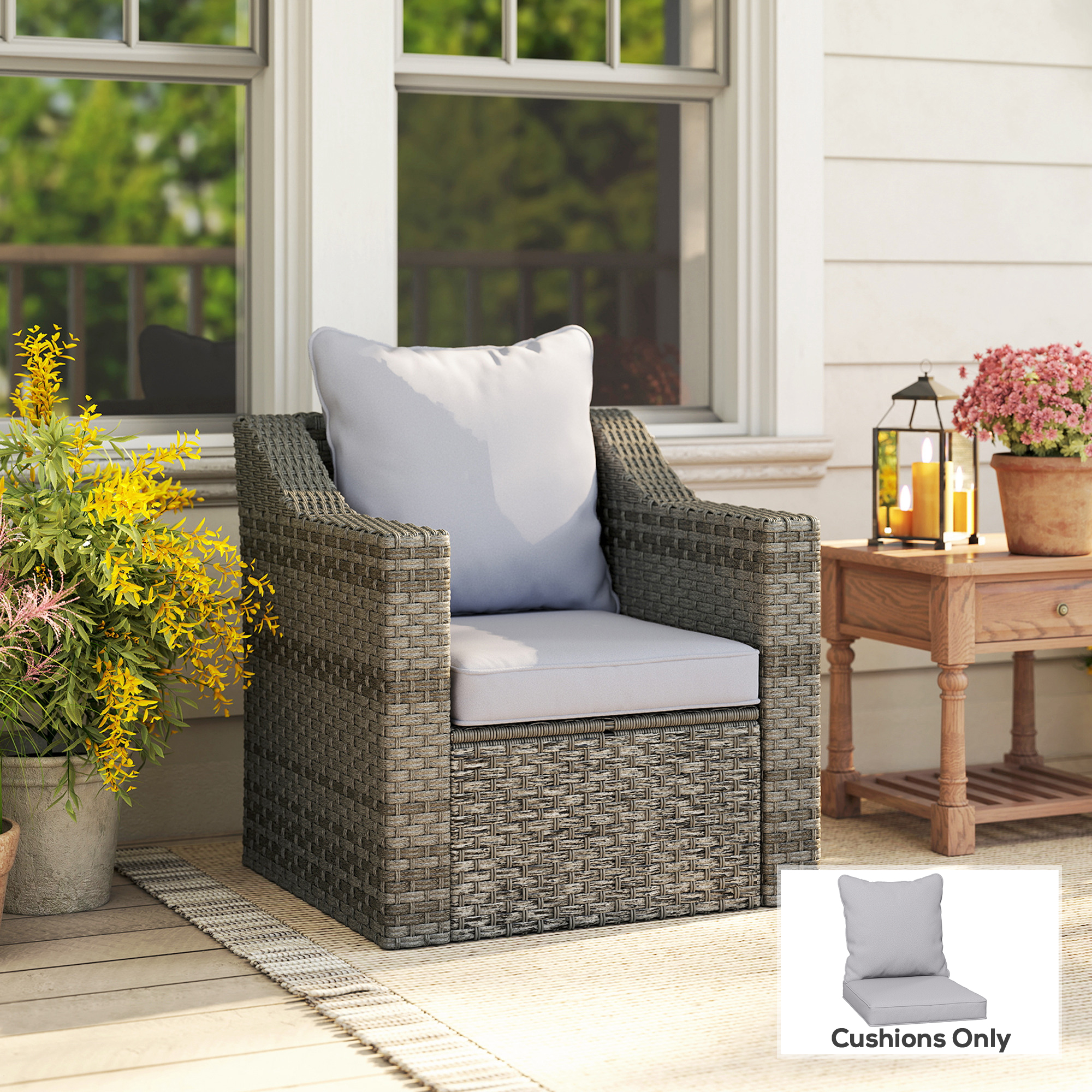 Outsunny Seat and Back Padded Cushion Set, CUSHION ONLY Light Grey 2