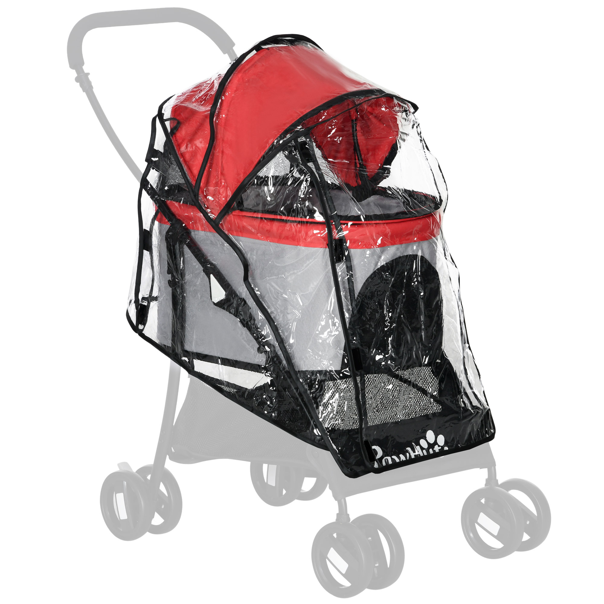 PawHut Rain Cover for Dog Pram, Stroller Buggy with Rear Entry