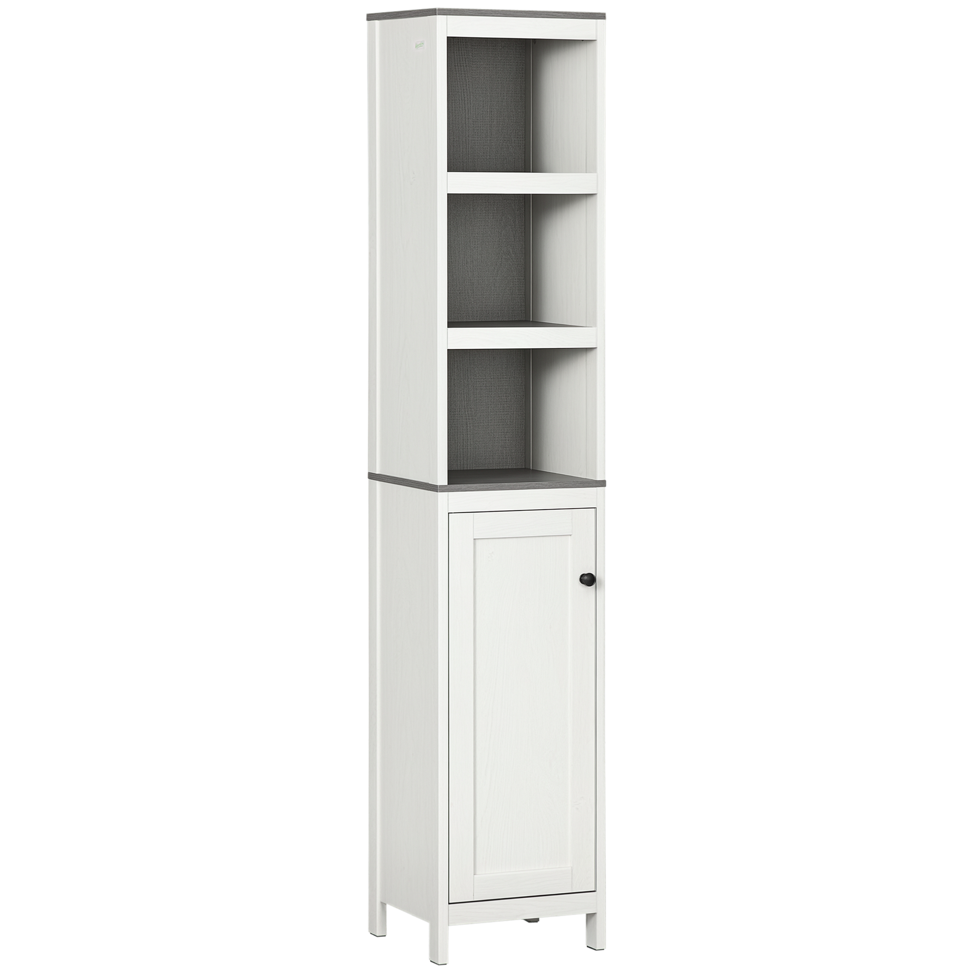 kleankin Tall Bathroom Storage Cabinet, Freestanding Tower Cabinet with 3 Open Shelves and Adjustable Shelf, Antique White kleankin Tall Bathroom Storage Cabinet, Freestanding Tower Cabinet with 3 Open Shelves and Adjustable Shelf, Antique White