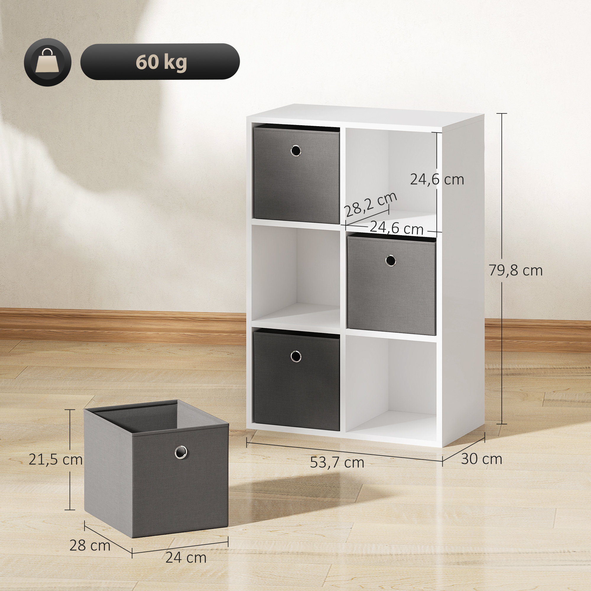 HOMCOM opbergrek, boekenkast met 5 niveaus, staand rek