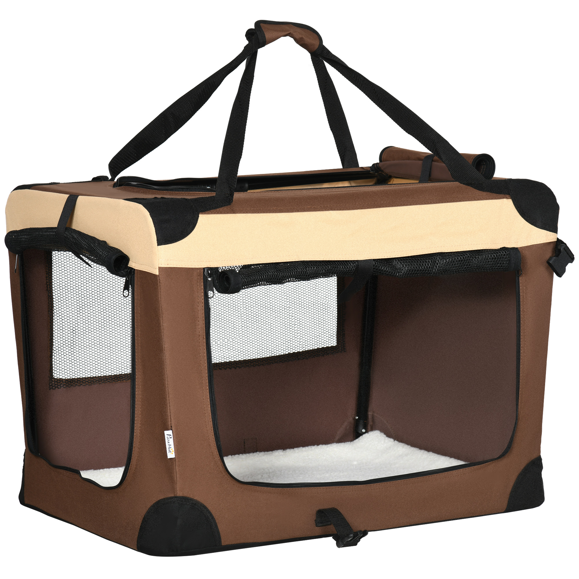 PawHut 60cm Foldable Pet Carrier, with Cushion, for Miniature Dogs and Cats - Grey
