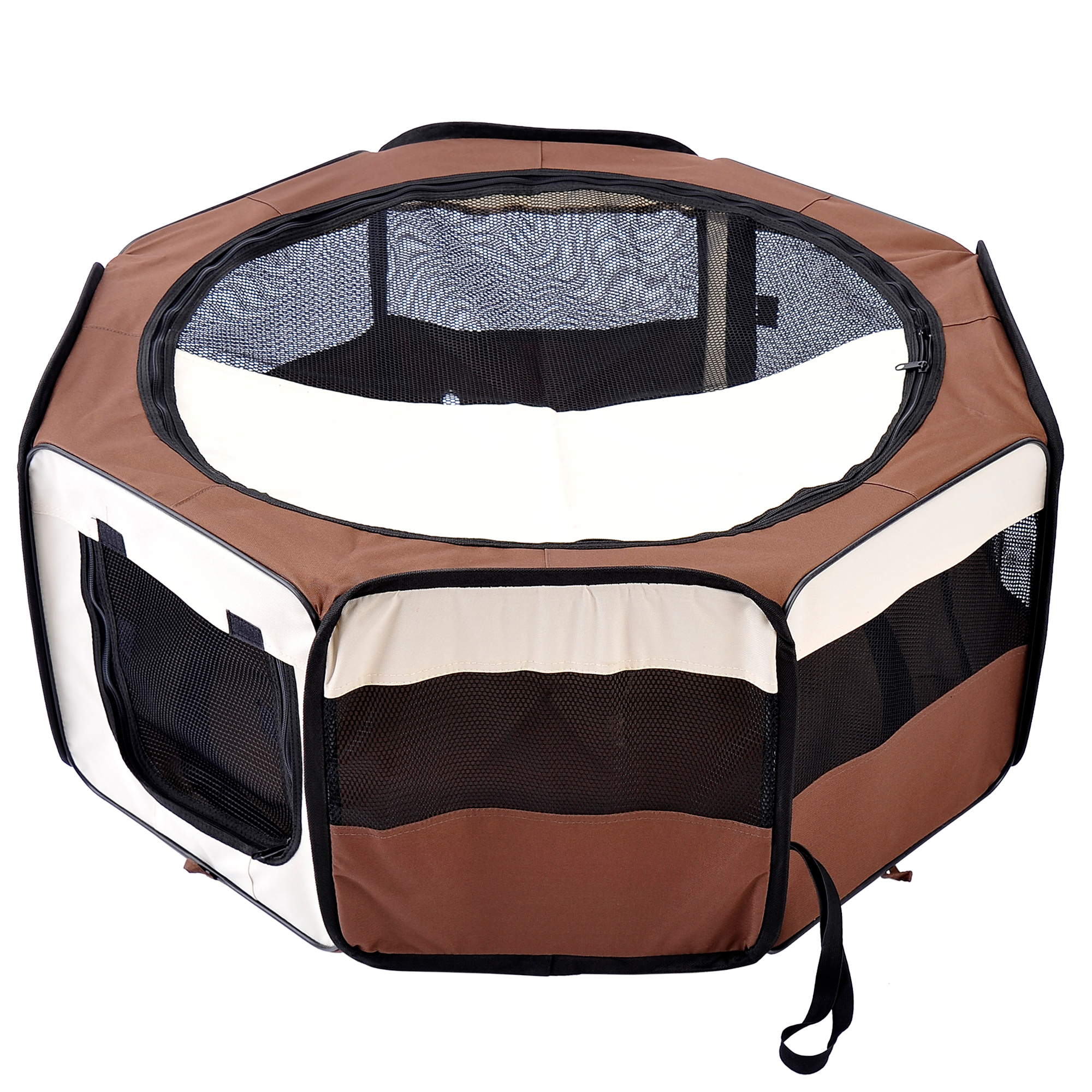 PawHut Portable Cat Dog Playpen Pet Puppy Rabbit Guinea Pig Pen Run Dia 90 x 41H cm Indoor & Outdoor Pink