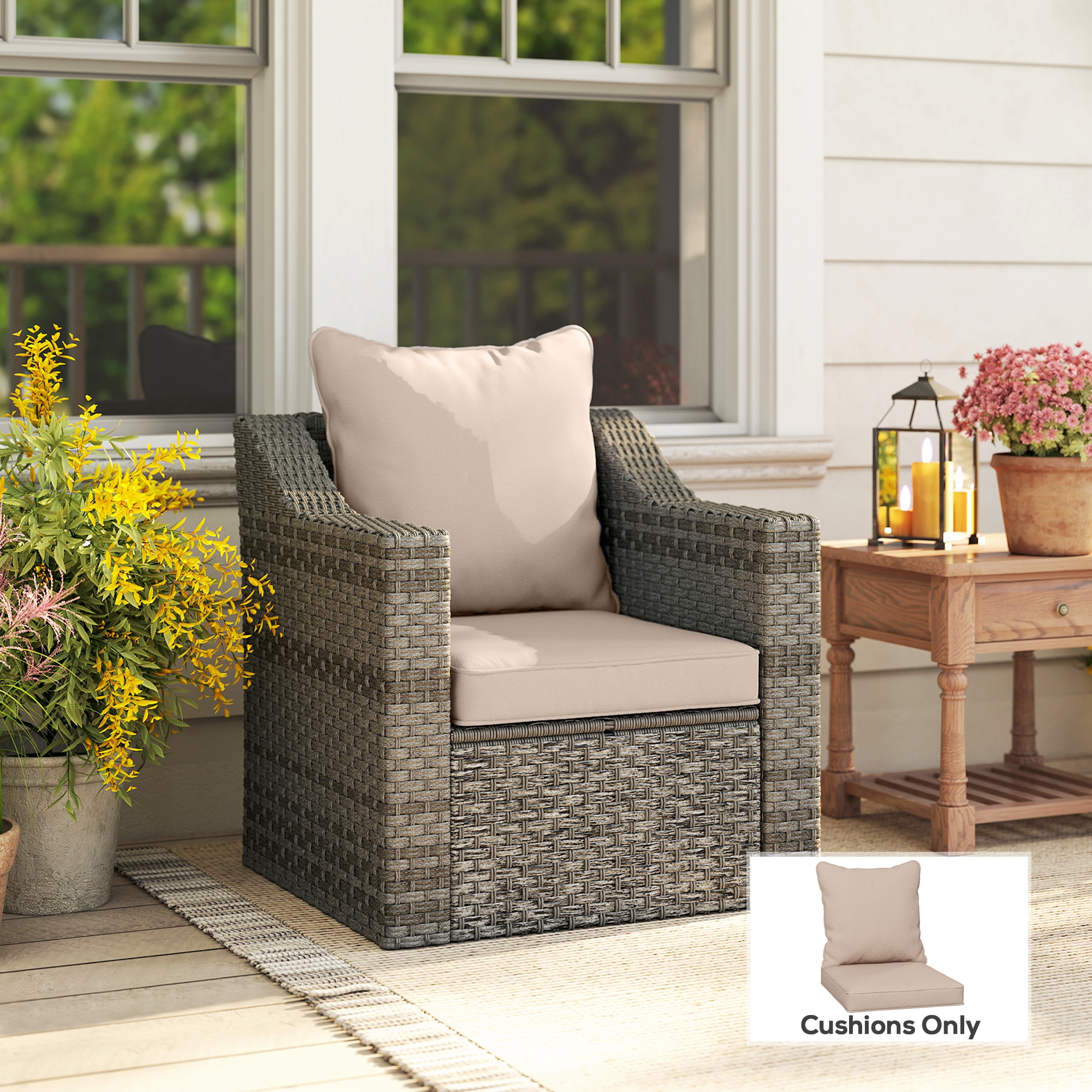 Outsunny Seat and Back Padded Cushion Set, CUSHION ONLY Beige 2