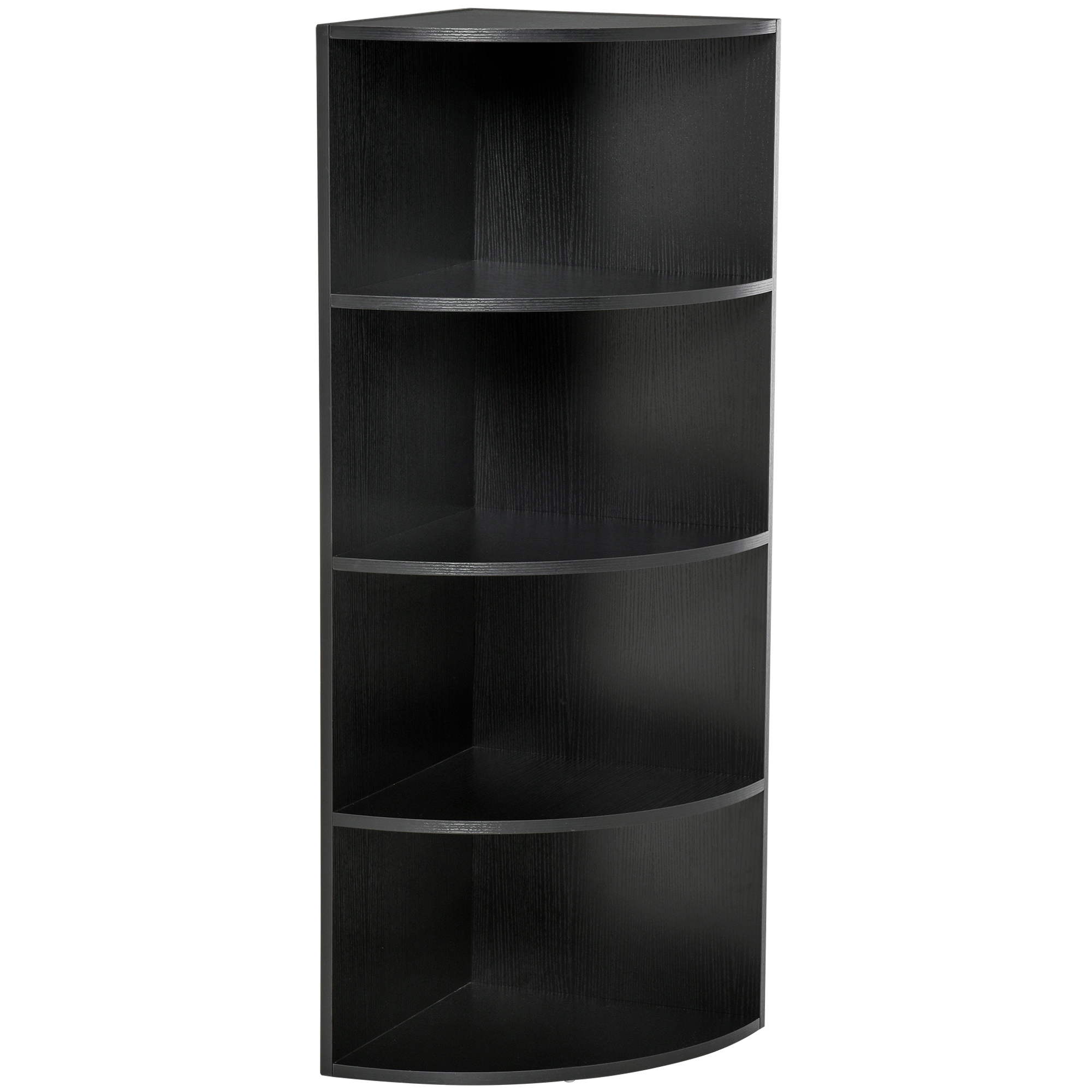 HOMCOM 4-Tier Corner Open Shelf Bookcase Freestanding Fan Bookshelf Plants Stand, 40x40x120cm, Black