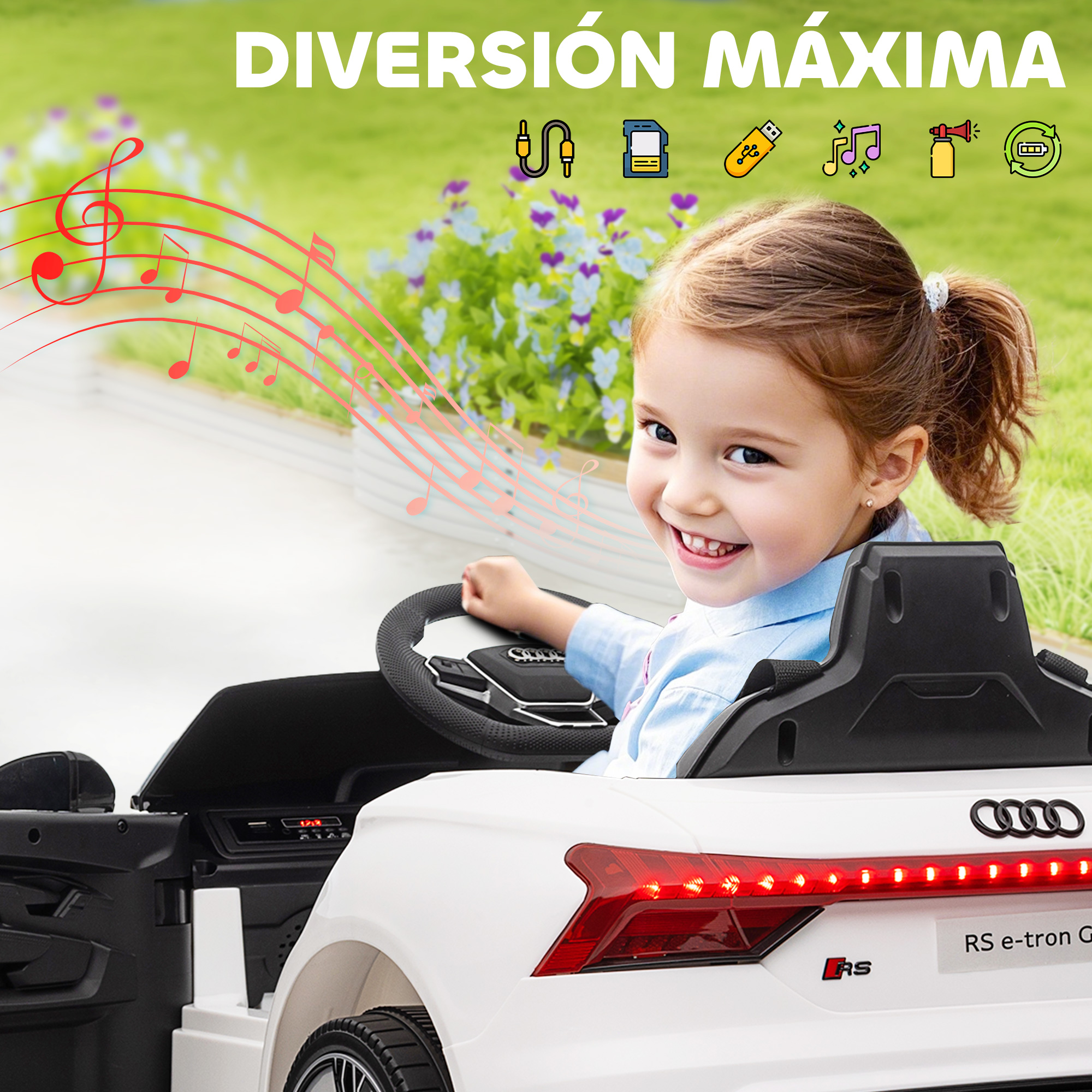 Coche Eléctrico Infantil Audi RS E-tron GT – 12V, Mando A Distancia Parental, Velocidad Máx. 5 Km/h, Luces Y Sonidos Para Niños De 3 A 6 Años