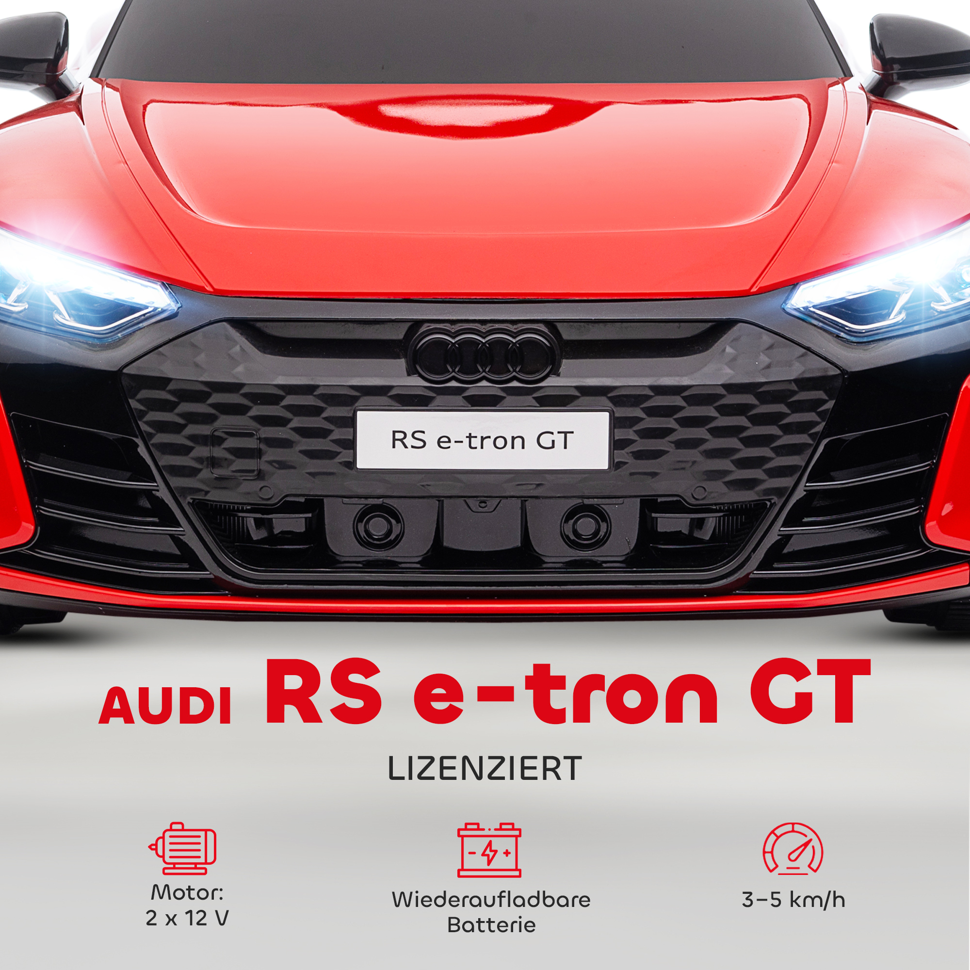 Laste elektriauto, Audi litsentsiga, turvavööga, puldiga, tuledega, punane+must, 103 x 58 x 41 cm