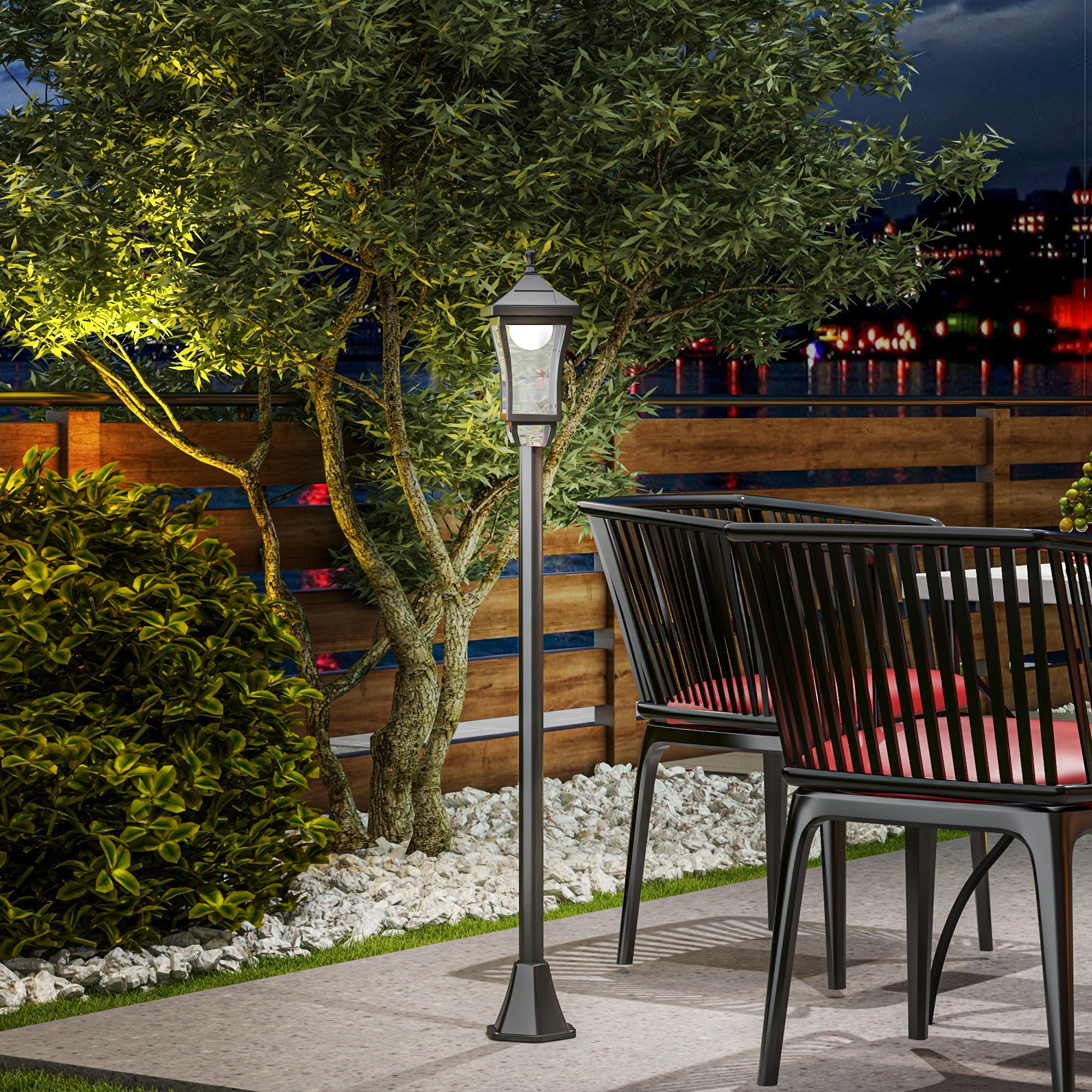 Outsunny Solar Gartenlaterne 127 cm Gartenlampe mit Kaltweiß LED Licht, Weg günstig online kaufen
