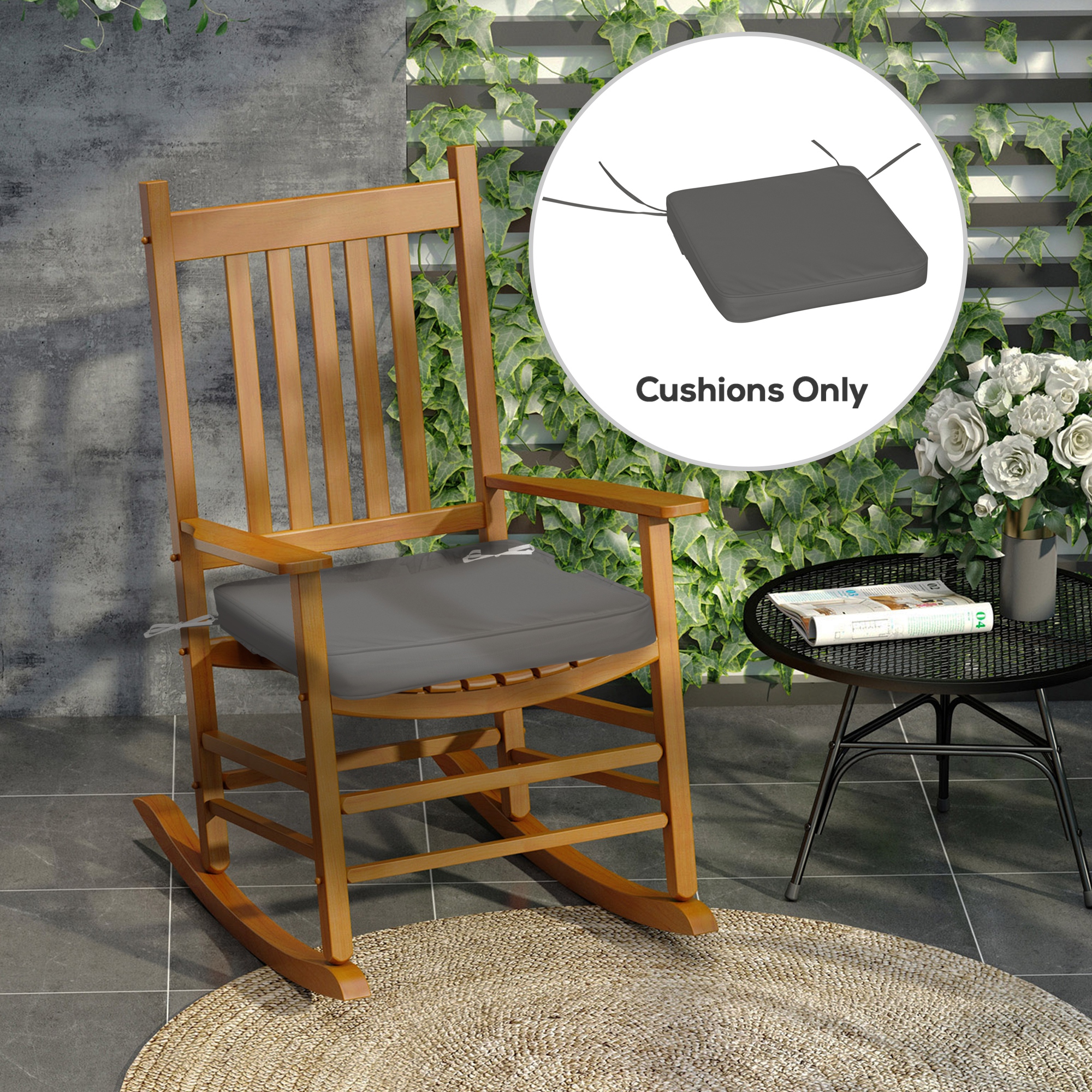 Outsunny Set of 6 Pcs Chair Cushion, 42Lx42Wx5T cm-Grey 2