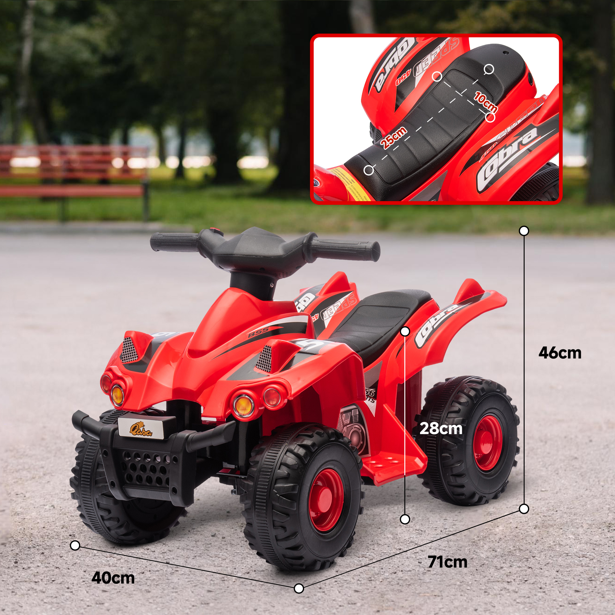 AIYAPLAY – Quad électrique Enfant Rouge – 2,5 Km/h, 3 Chansons – Batterie 6V – 2 à 6 Ans – Charge Max 25 Kg