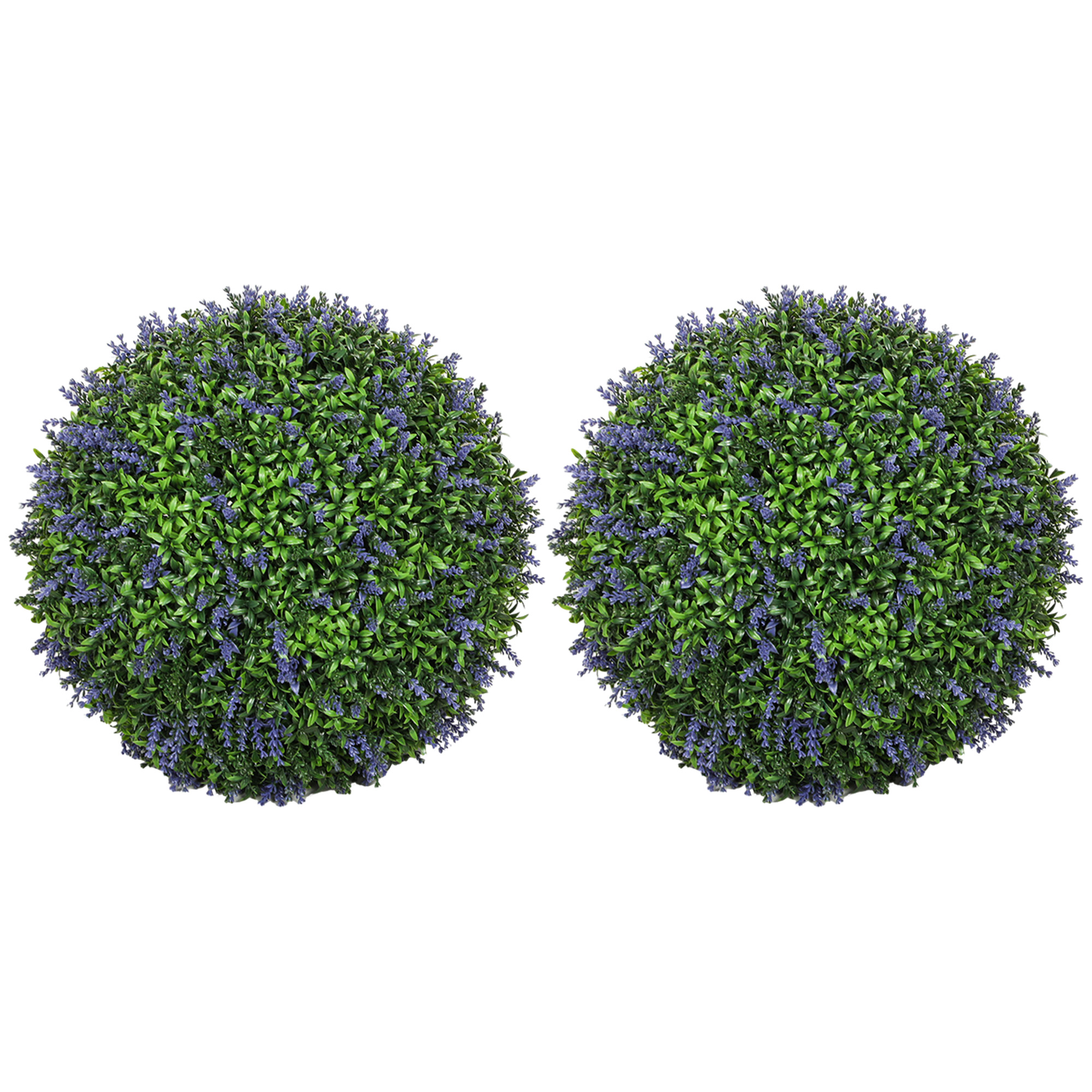 HOMCOM Lot de 2 boules topiaires artificielles, fausses plantes décoratives résistantes aux UV, Ø 42 cm, violet et vert