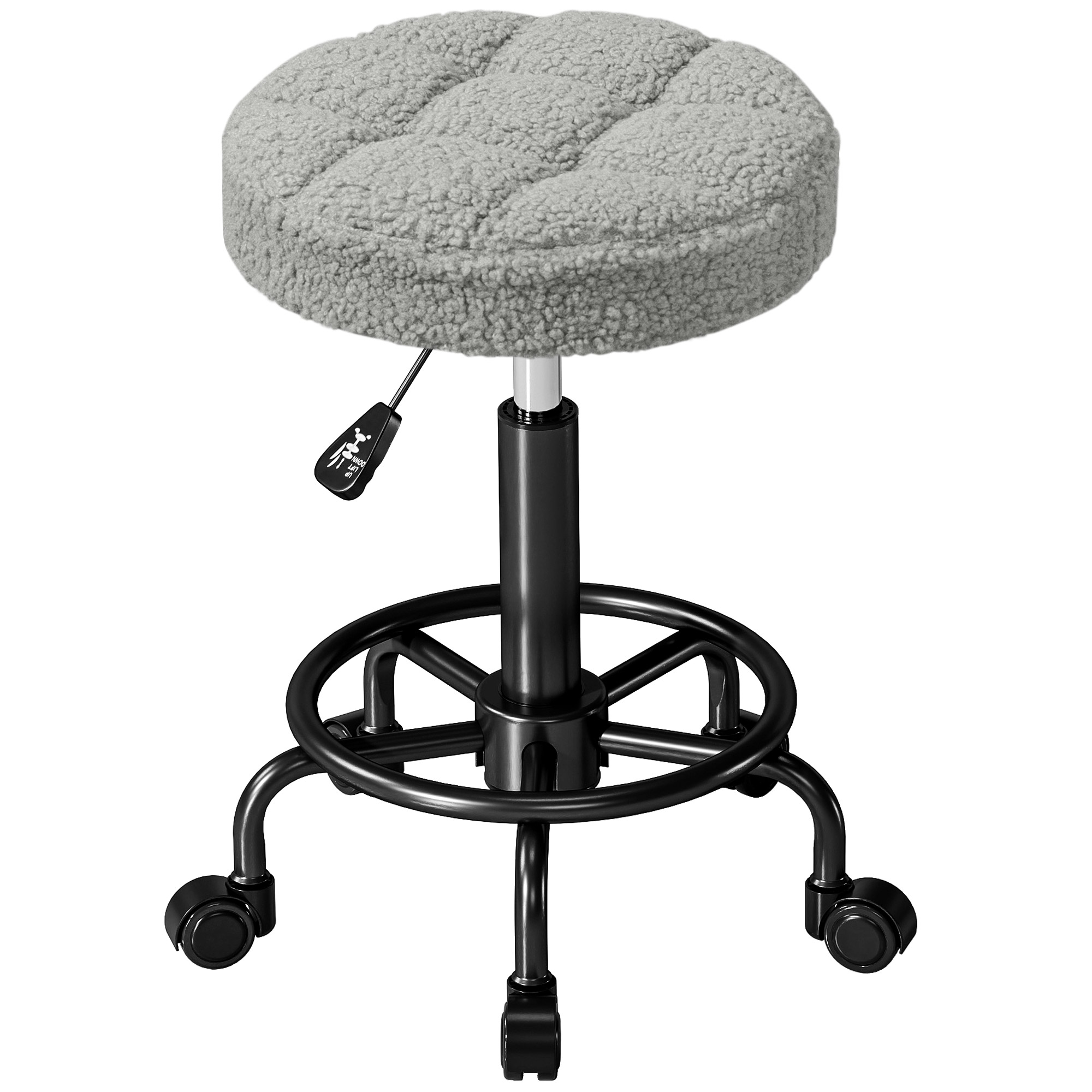 HOMCOM Runder Drehbarer Hocker mit Rädern Höhenverstellbar 50-66 cm Sitz au günstig online kaufen