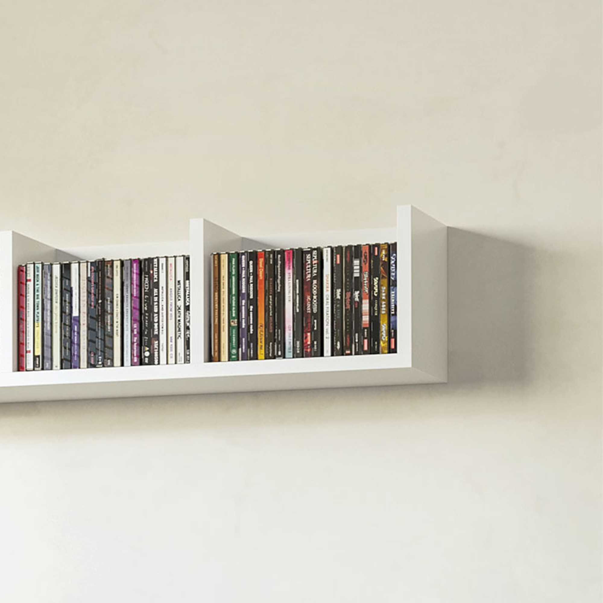 HOMCOM Wall Mount 84 CD / 56 DVD/Blu-ray/ Media Storage Rack 4 Cubes Wooden Shelf Organizer Unit Bookcase Display (White) 6