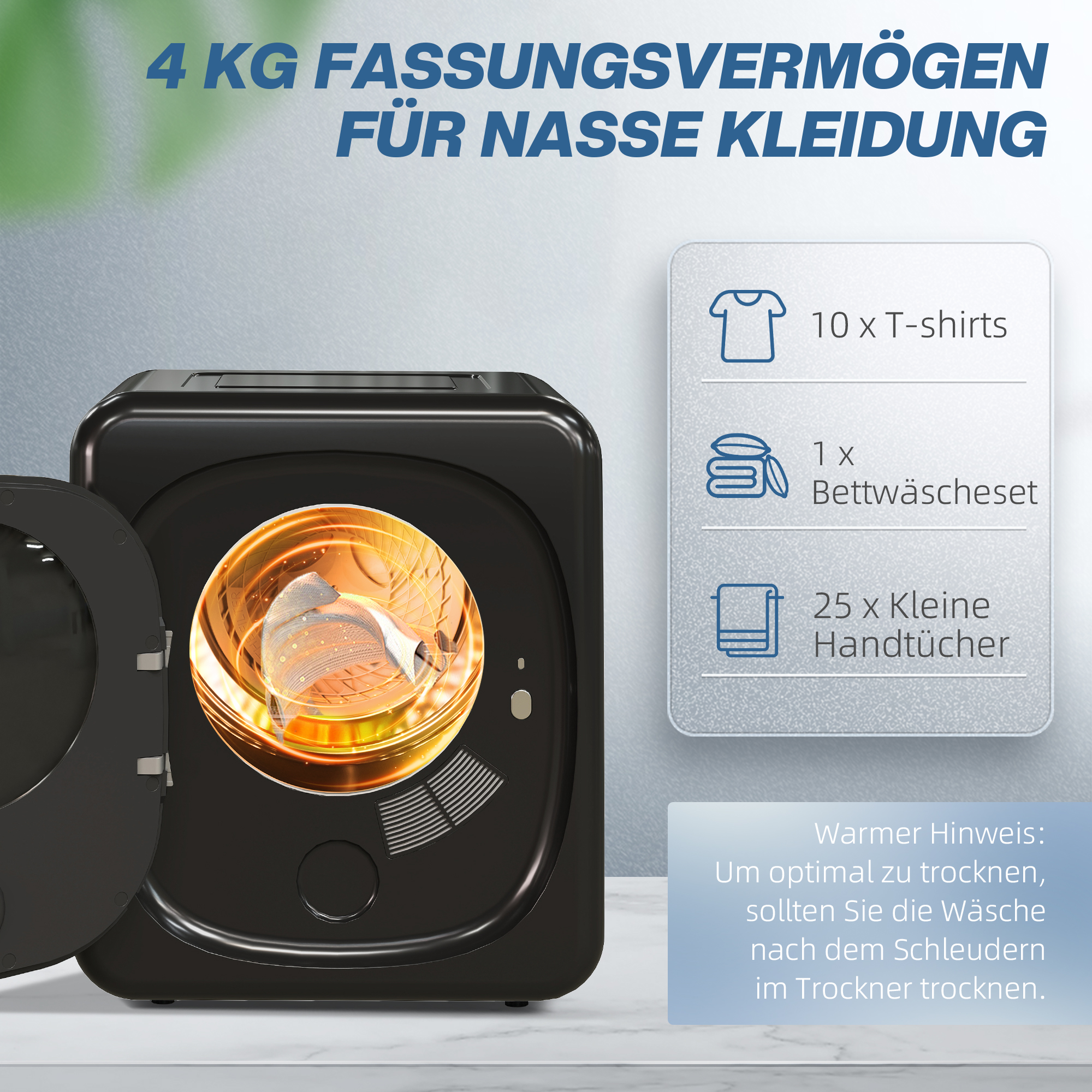 2,5 kg ventilatsiooniga kuivati ​​nutika režiimiga, 800 W kompaktne kuivati ​​roostevabast terasest trumliga, hõbedane