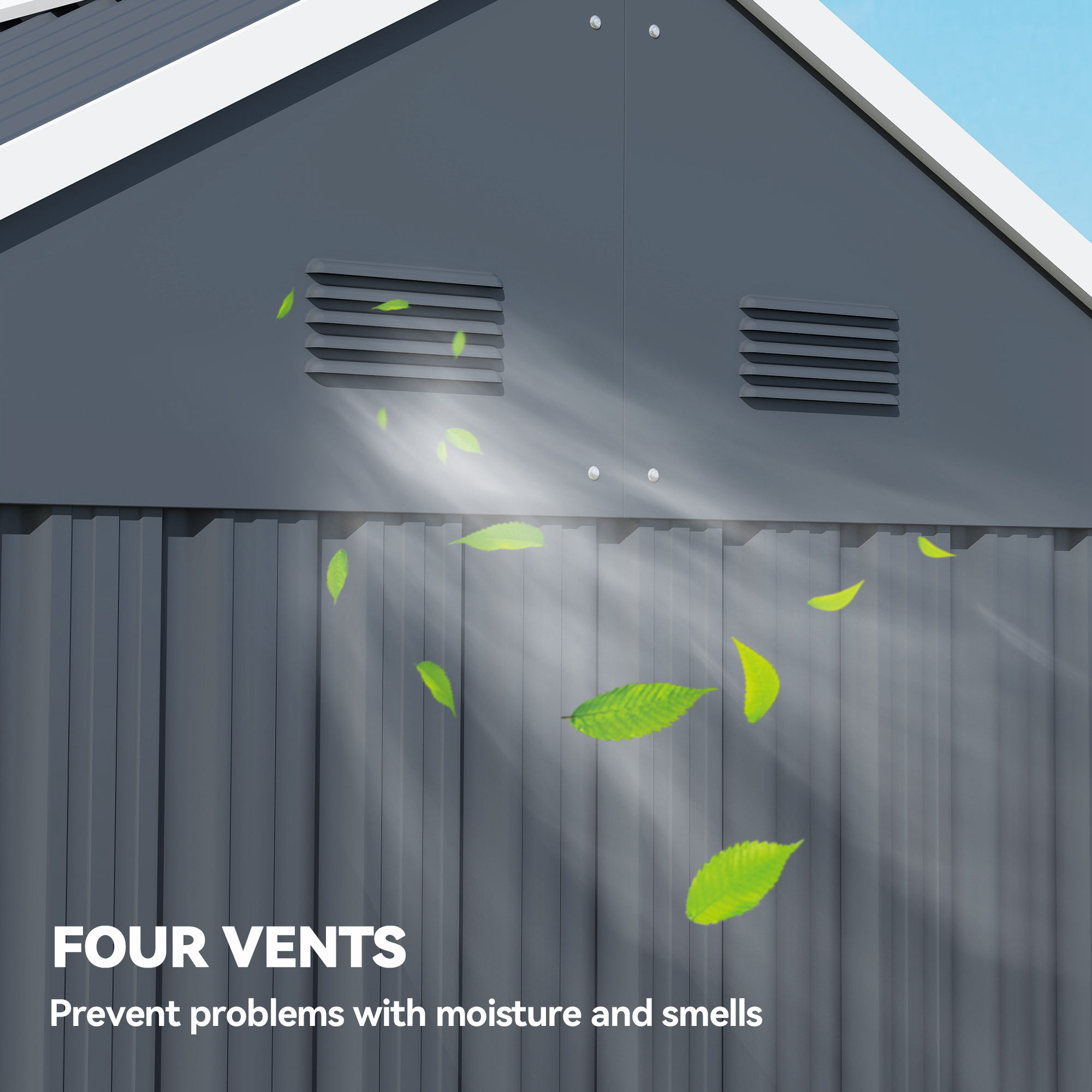 Outsunny 7 x 6ft Galvanised Garden Shed, with Latch Dark Grey 6
