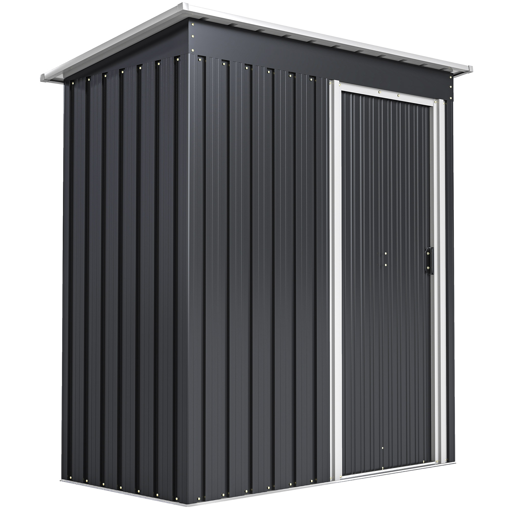 Outsunny 2 x 3ft Garden Storage Shed with Sliding Door and Sloped Roof Outdoor Equipment Tool Backyard, Black