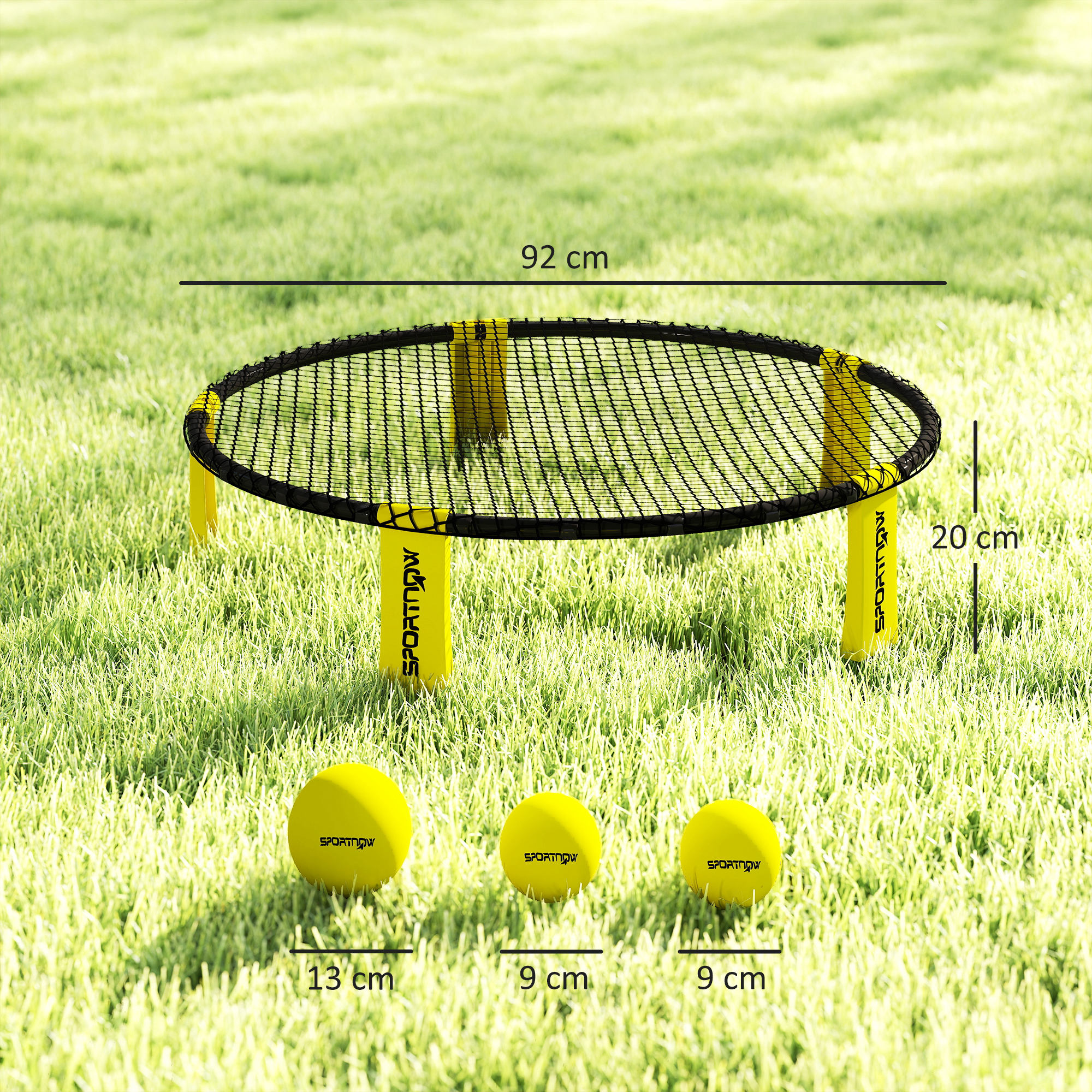 BamBall Roundnet Set – 3 Balles + Pompe, Filet Élastique Réglable, Sac De Transport, Jeu De Plage & Extérieur Pour Tous
