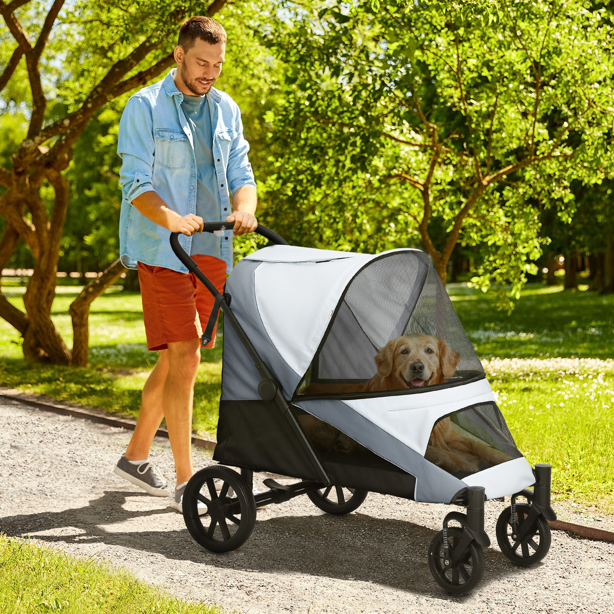 PawHut Hundewagen Hundebuggy klappbar für große Hunde & Katzen bis 30 kg Ka günstig online kaufen