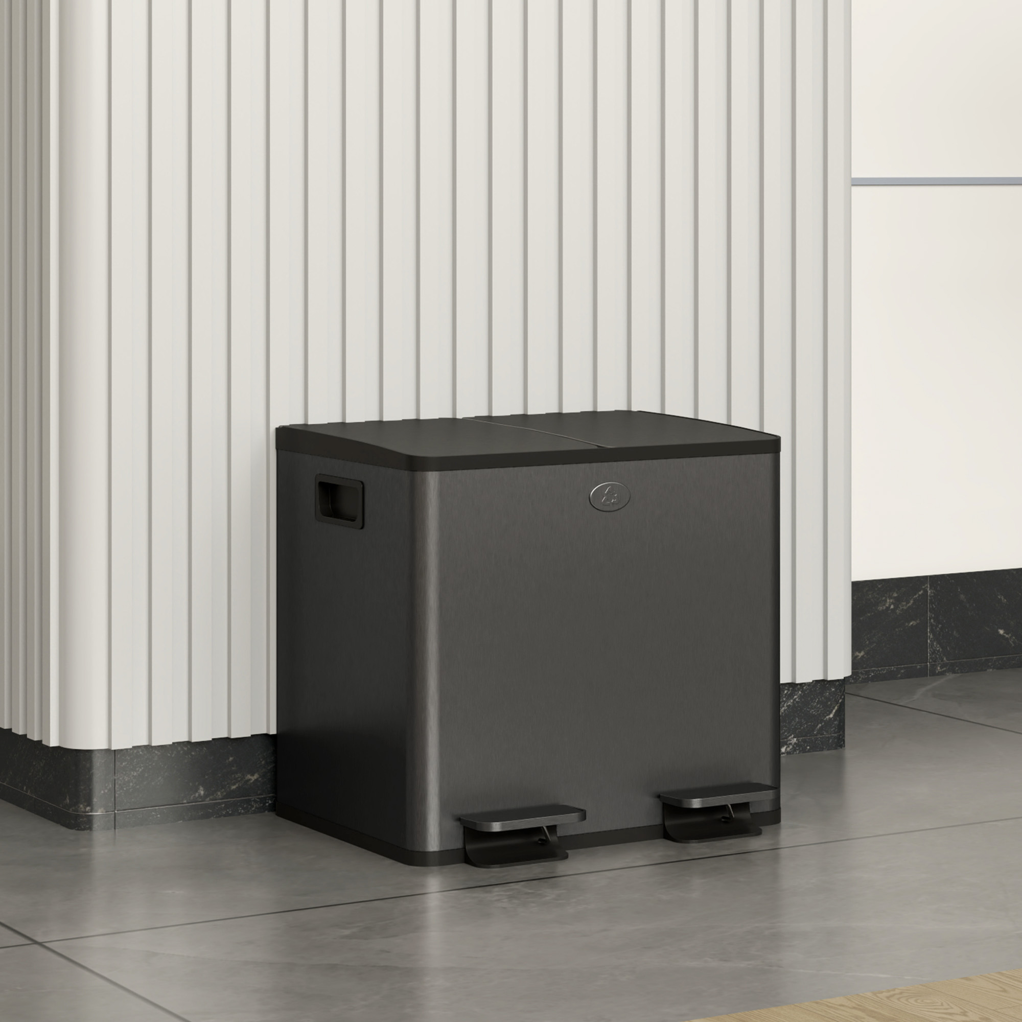 HOMCOM Mülleimer 2 x 15L Abfalleimer aus Edelstahl Mülltrennsystem mit Soft günstig online kaufen
