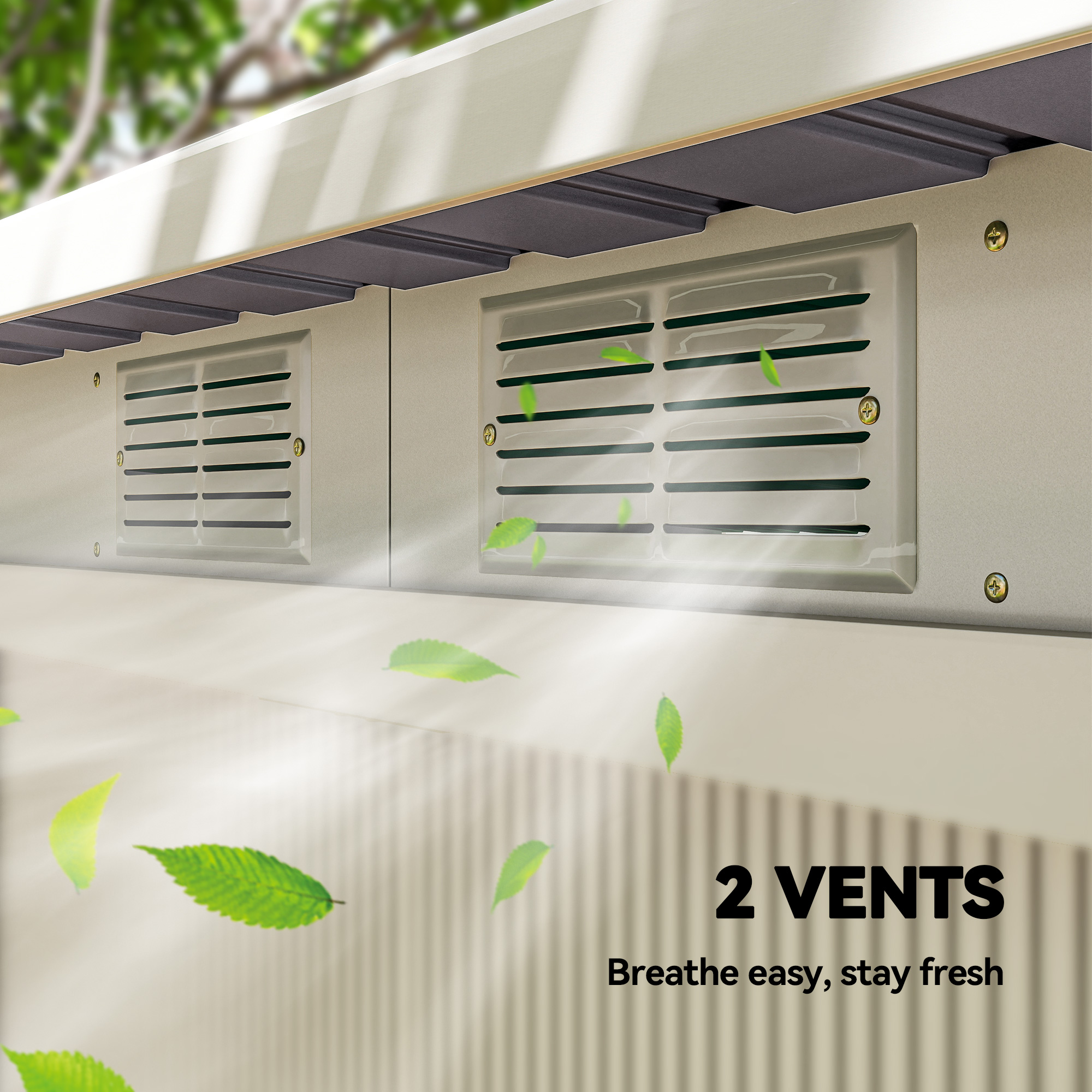 Outsunny Corrugated Garden Metal Storage Shed Outdoor Equipment Tool Box with Kit Ventilation Doors 9x 4FT Light Grey 8
