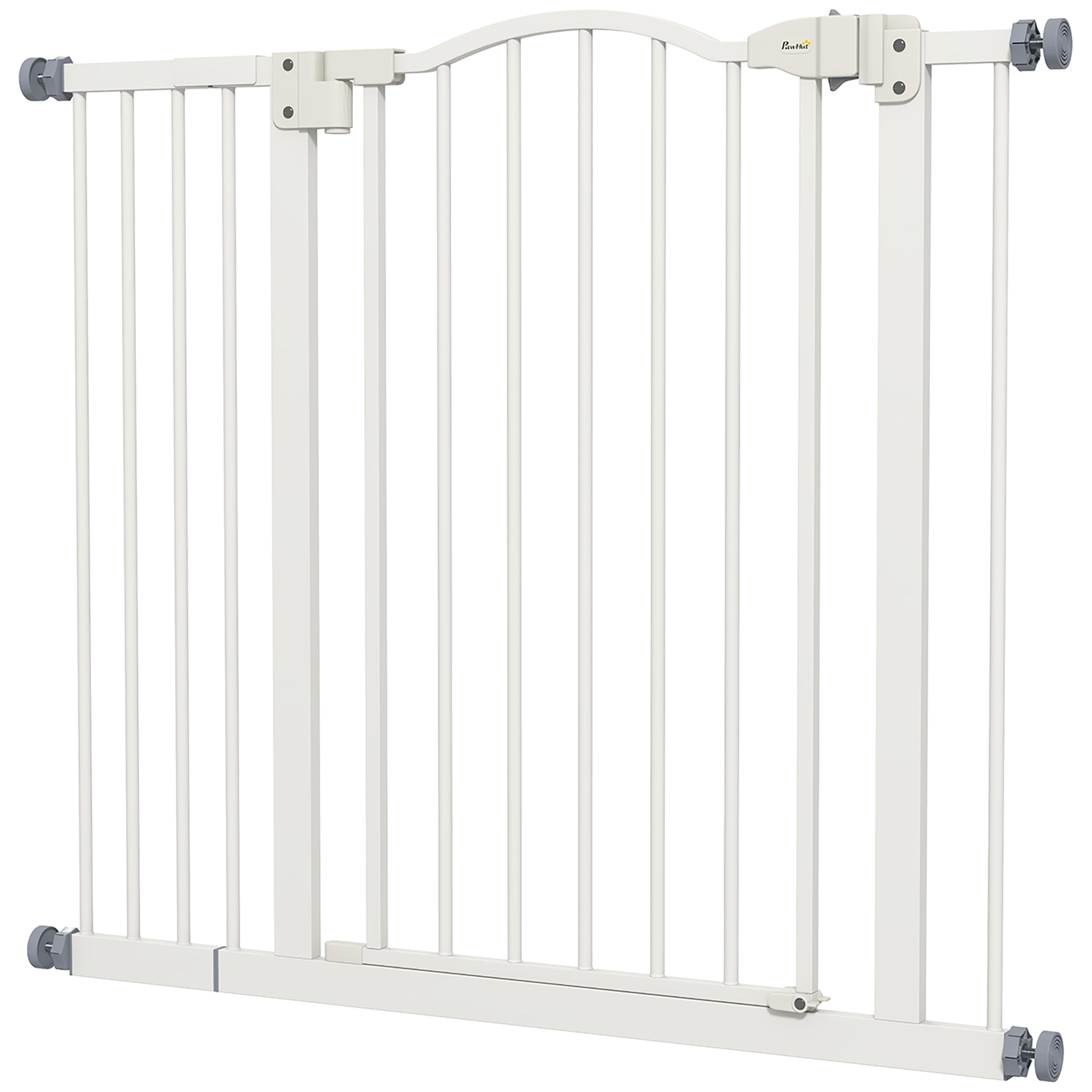 Comparer les prix de PawHut Barrière de Sécurité pour Chiens 74-94 cm avec Extension Montage à Pression Double Verrouillage pour Porte Escalier Blanc