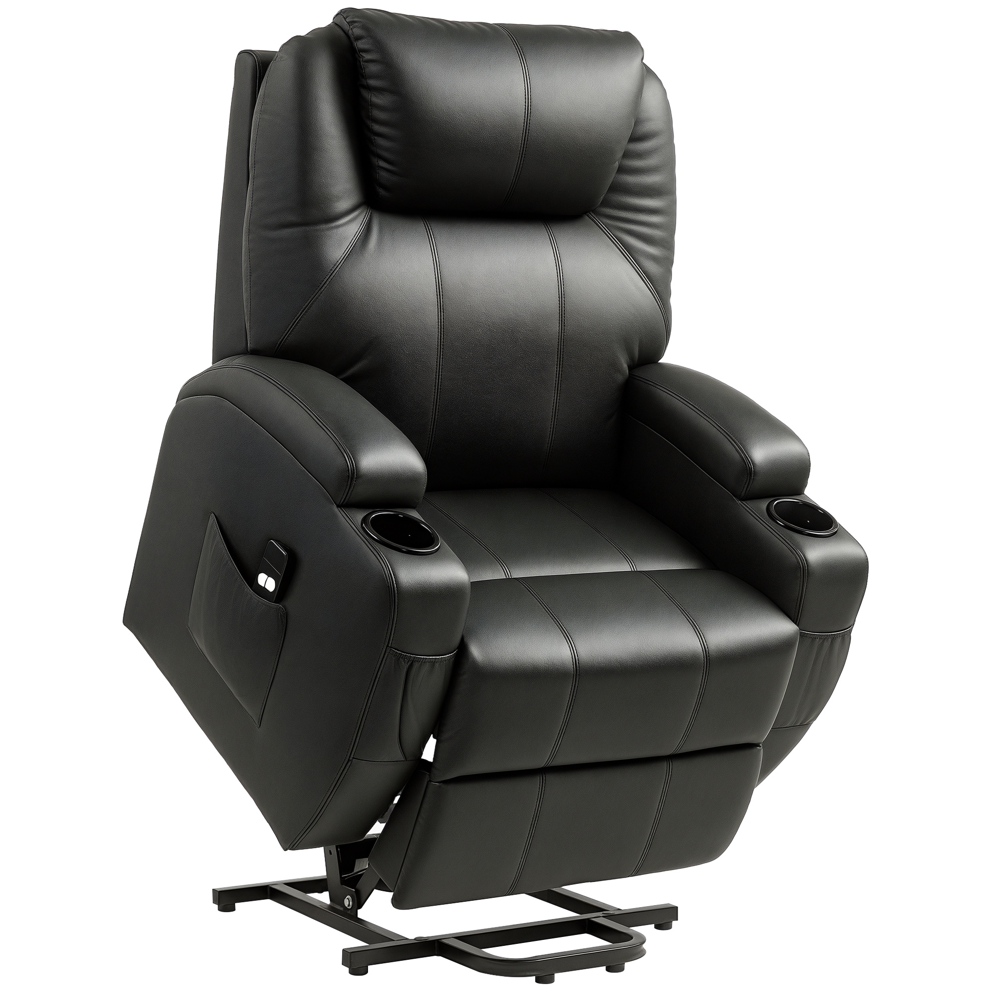 HOMCOM Fauteuil relax Fauteuil releveur électrique inclinable Repose-Pied relevable télécommande revêtement synthétique Noir Aosom France