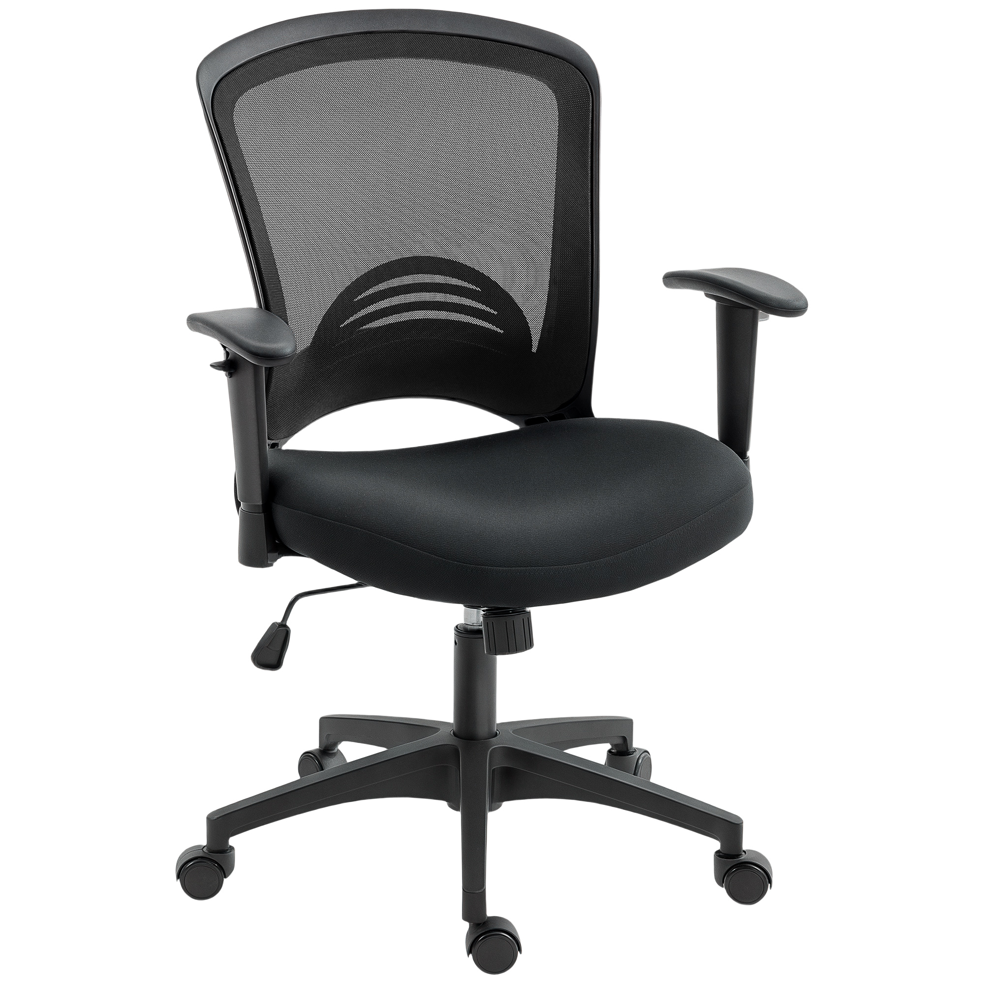 HOMCOM Silla de Oficina Transpirable y Reclinable con Altura Ajustable, en Tela de Malla, 65x59x92.5-102.5 cm, Negro