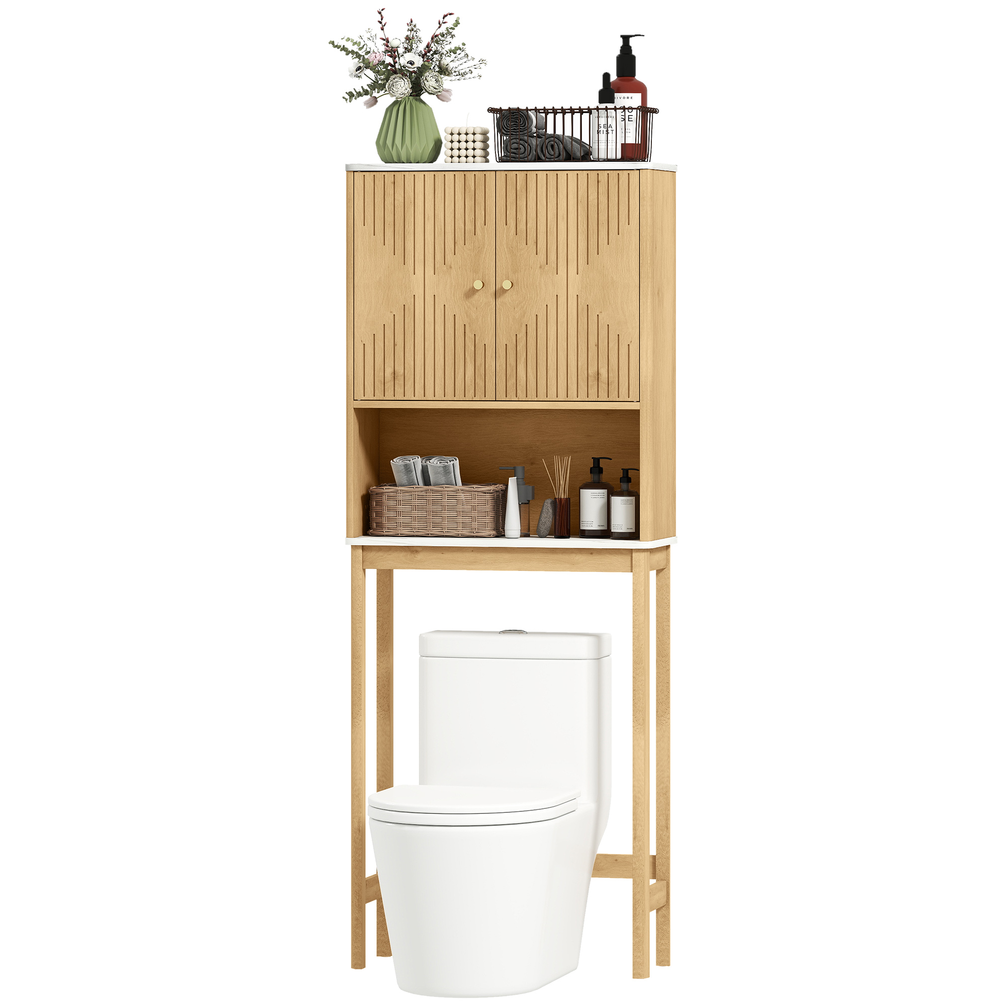 HOMCOM WC-Über-Toilettenmöbel mit Doppeltürenschrank, verstellbarem Regal u günstig online kaufen