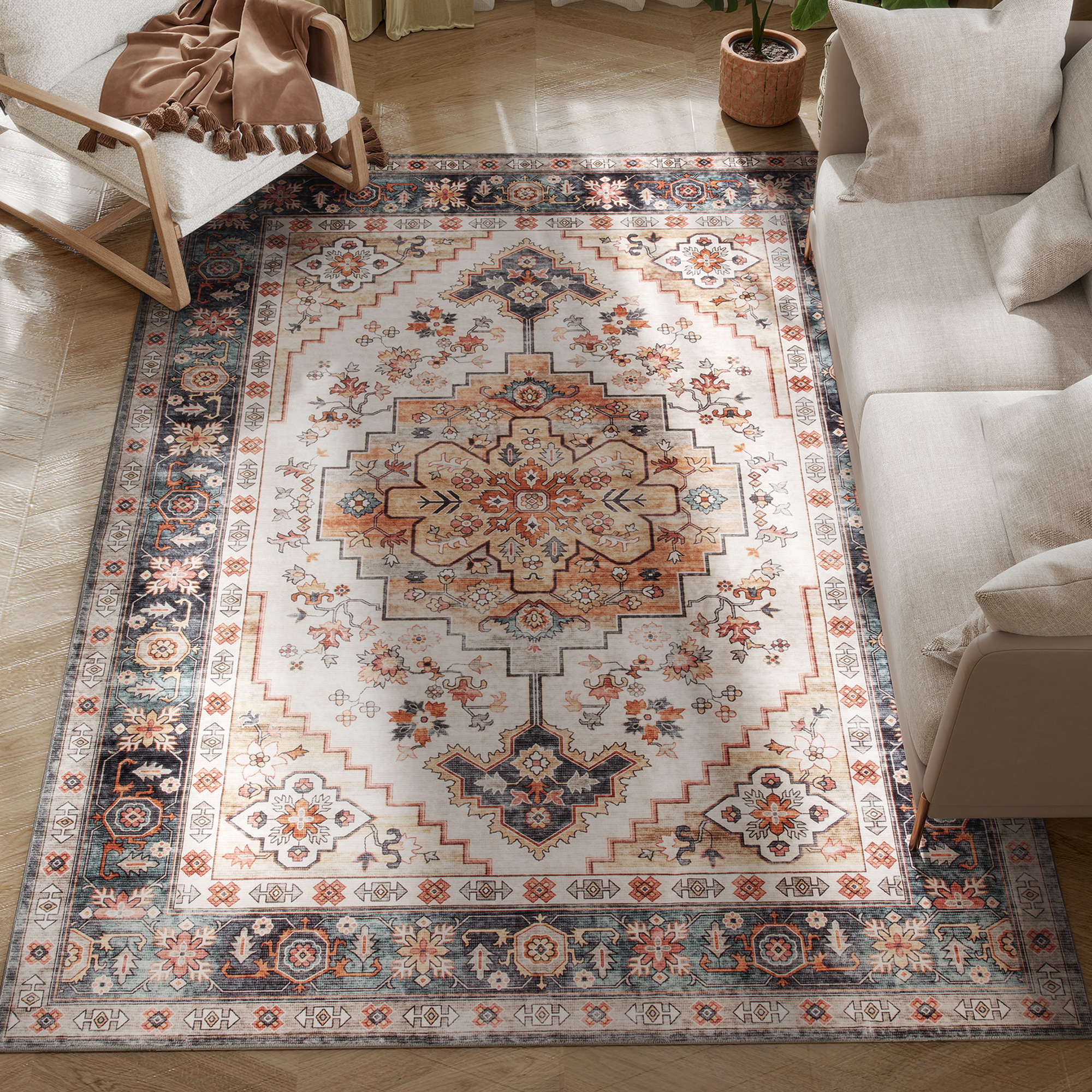 HOMCOM Covor cu Fir Scurt Boem Antiderapant și Lavabil 230x160 cm Maro | Aosom Romania