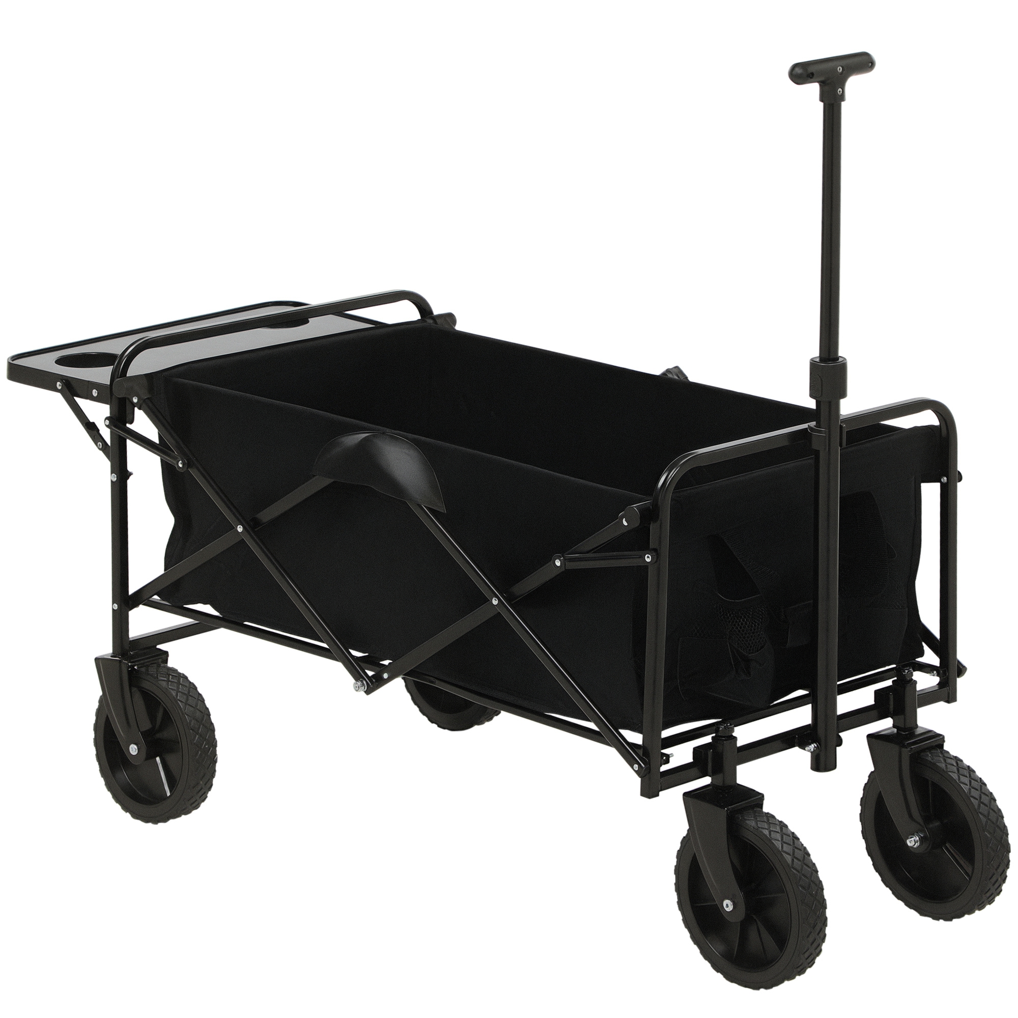 Outsunny Chariot de Jardin Pliable 4 Roues bâche Amovible poignée télescopique Inclinaison réglable Plateau Pliable noir Aosom France
