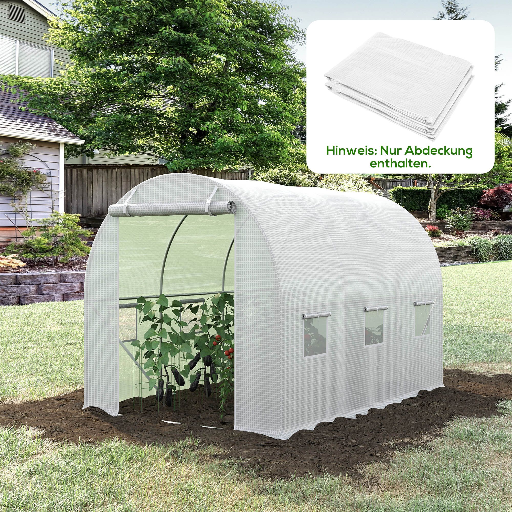 Outsunny Polyethylenfolie 3x2x2m Ersatzfolie mit 6 Fenster für Gartentunnel günstig online kaufen