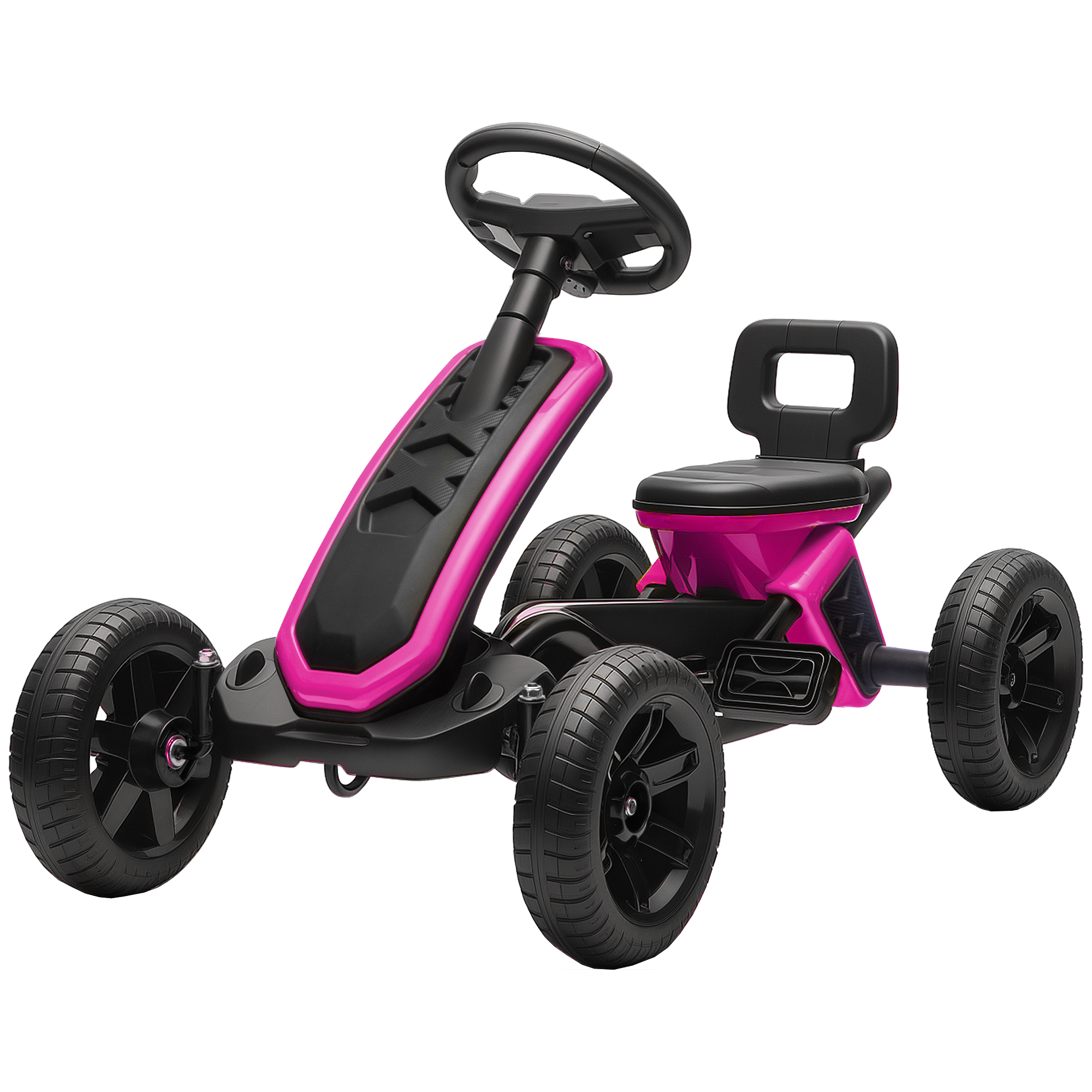 AIYAPLAY Kart à Pédales avec Roues Antidérapantes en EVA Cadre Métallique Charge 30 kg pour Enfants de 2 à 5 Ans Rose