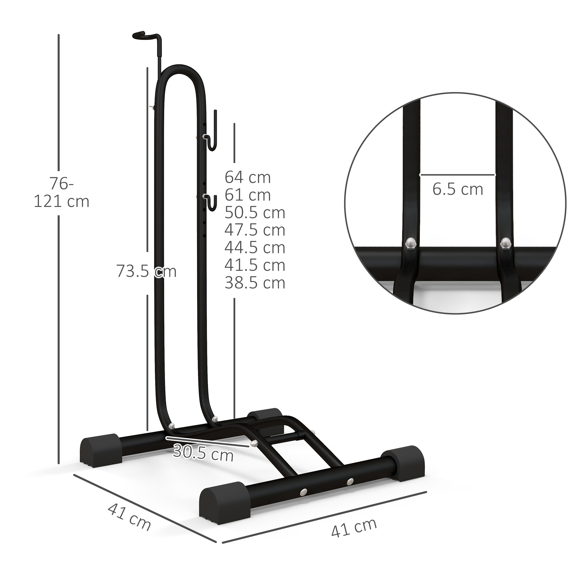 SPORTNOW Vertical and Horizontal Bike Rack Bicycle, Storage Stand with Adjustable Hooks, for 24"-29" Wheels, 700c Bike 3