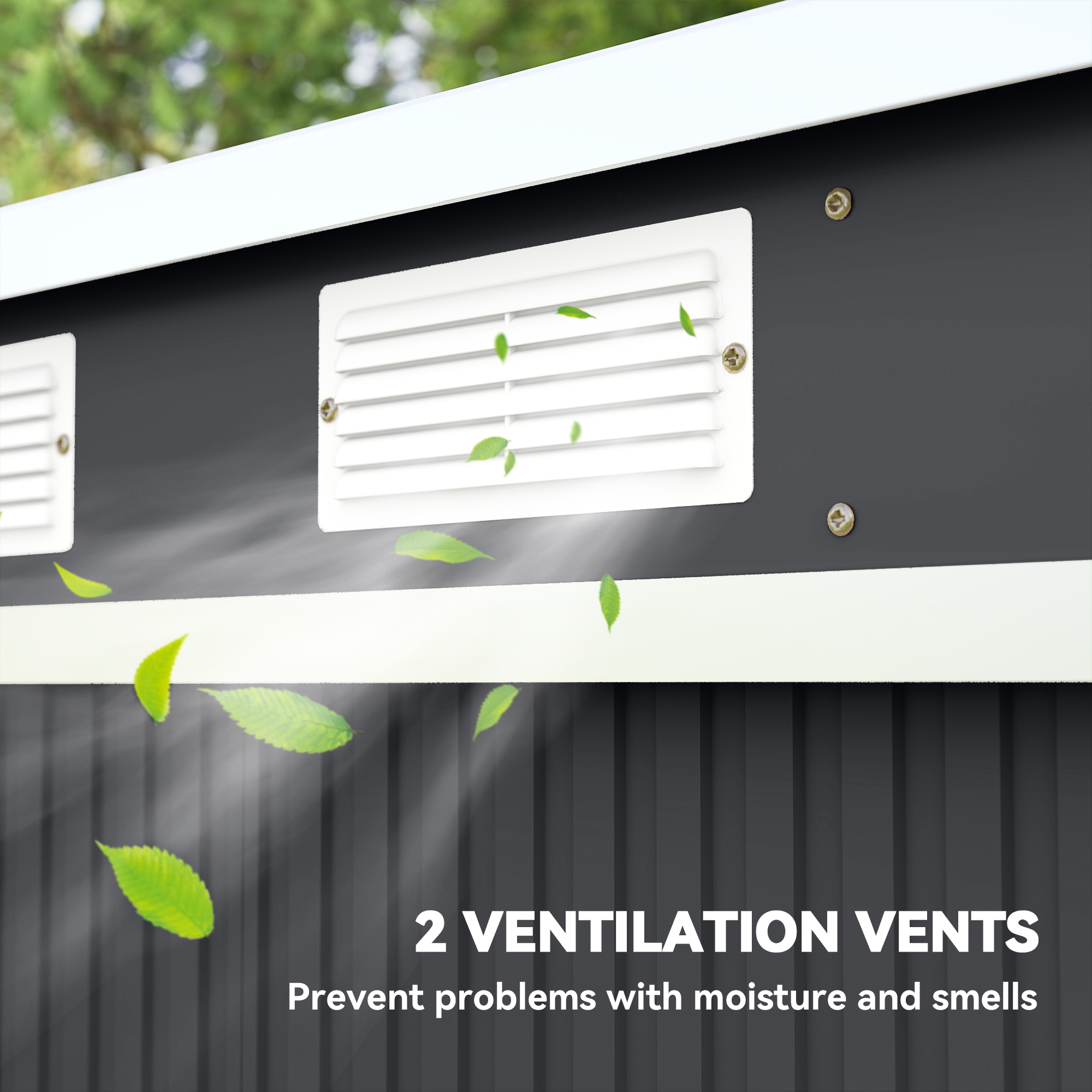 Outsunny 7 x 4ft Galvanised Steel Garden Shed, with Foundation Kit Dark Grey 7
