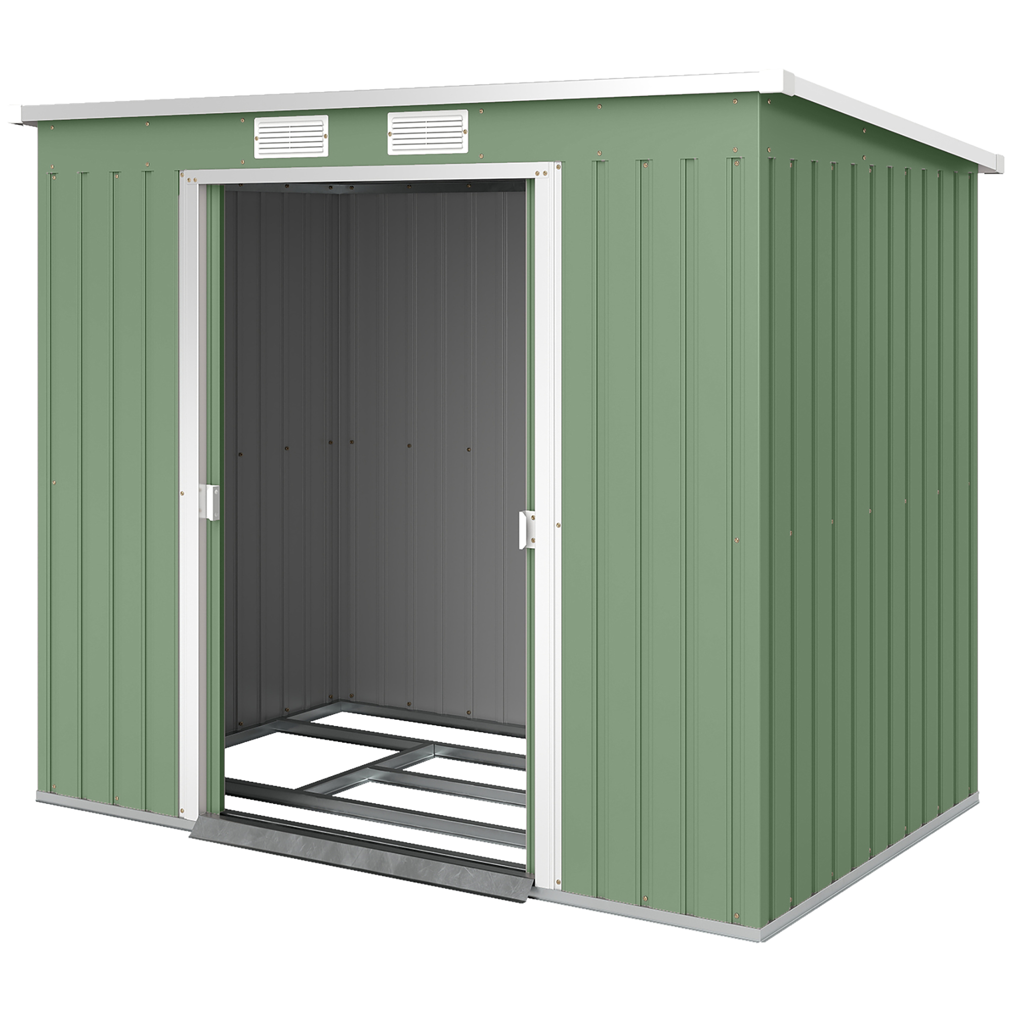 Outsunny Gerätehaus 2,42 m², Gartenhaus mit Lüftungsfenster, Schiebetür, Fu günstig online kaufen