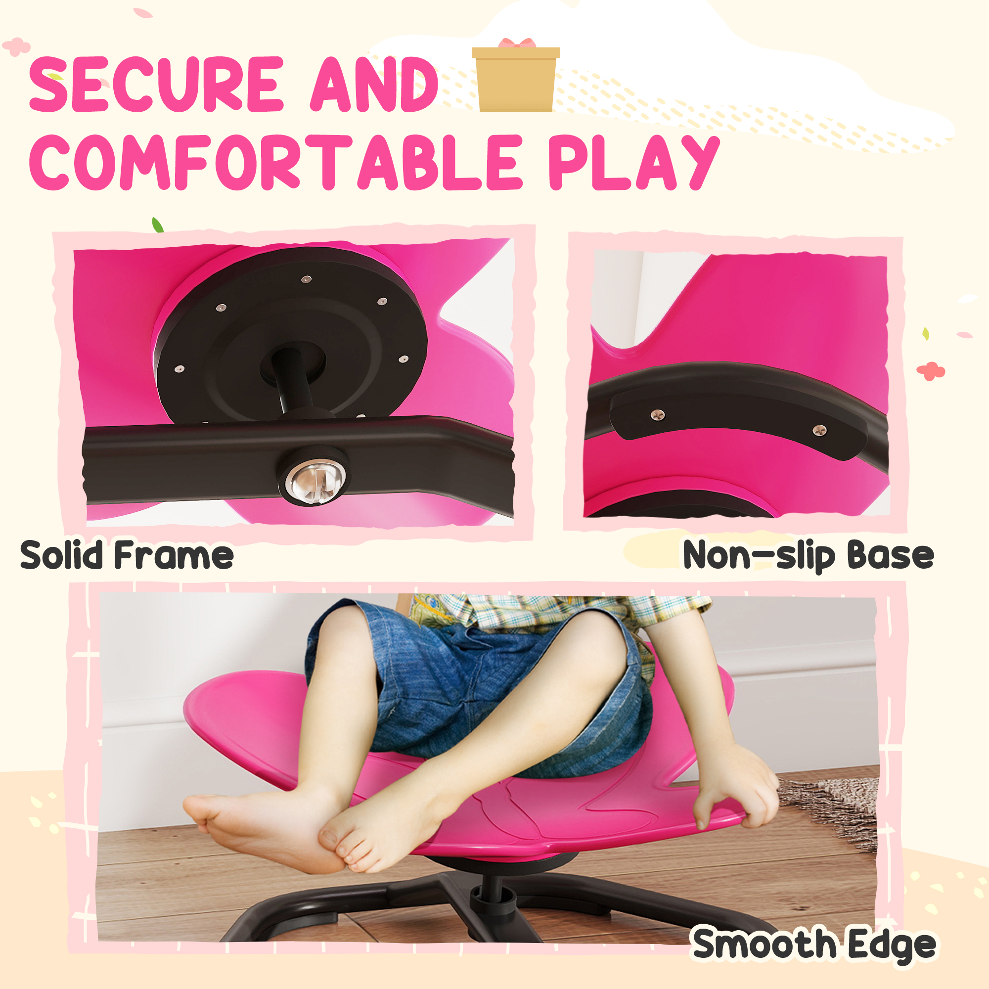 AIYAPLAY Butterfly-Shaped-kids Swivel Chair, Sensory Spinning Chair for Balance, Coordination Training, Pink 5