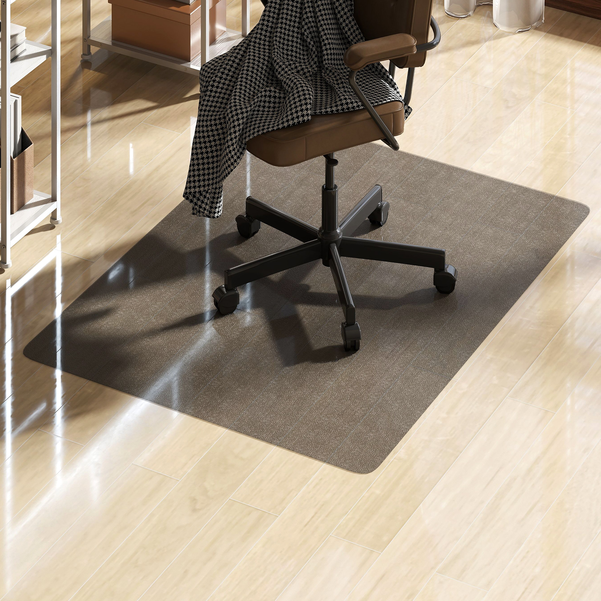 HOMCOM Covoraș Transparent din Plastic Negru 120x90 cm pentru Scaun de Birou | Aosom Romania