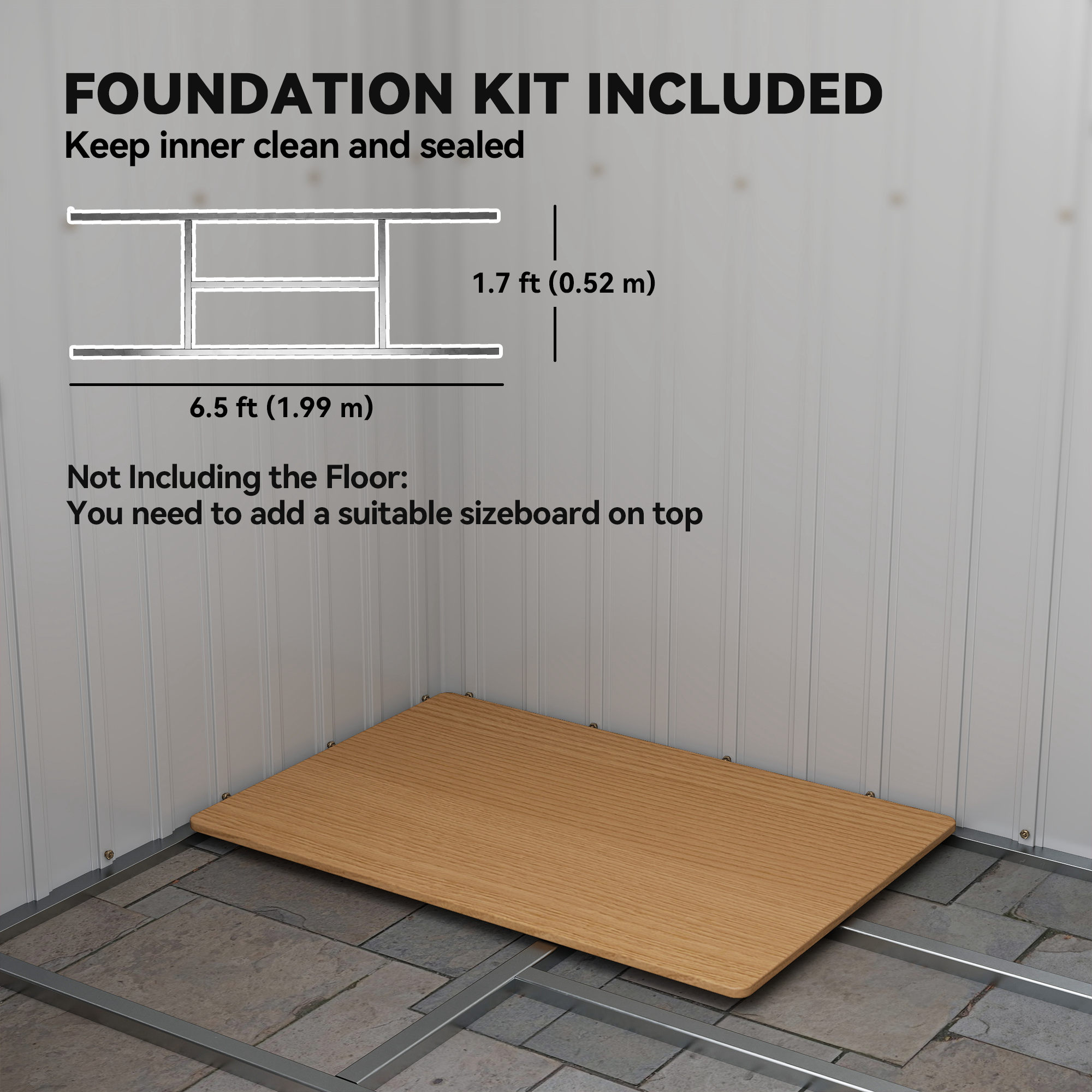Outsunny 7 x 4ft Galvanised Steel Garden Shed, with Foundation Kit Dark Grey 6