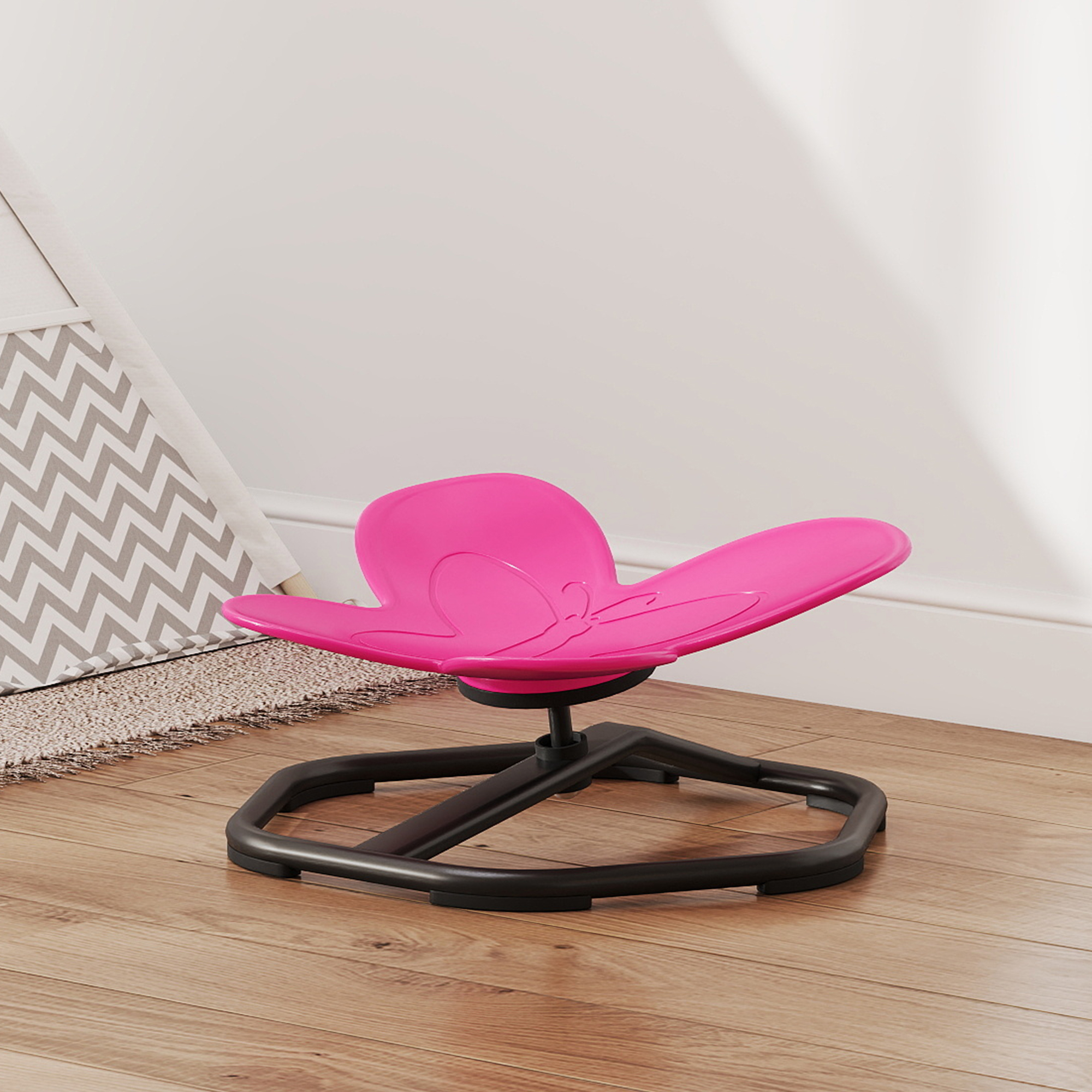 AIYAPLAY Butterfly-Shaped-kids Swivel Chair, Sensory Spinning Chair for Balance, Coordination Training, Pink 8