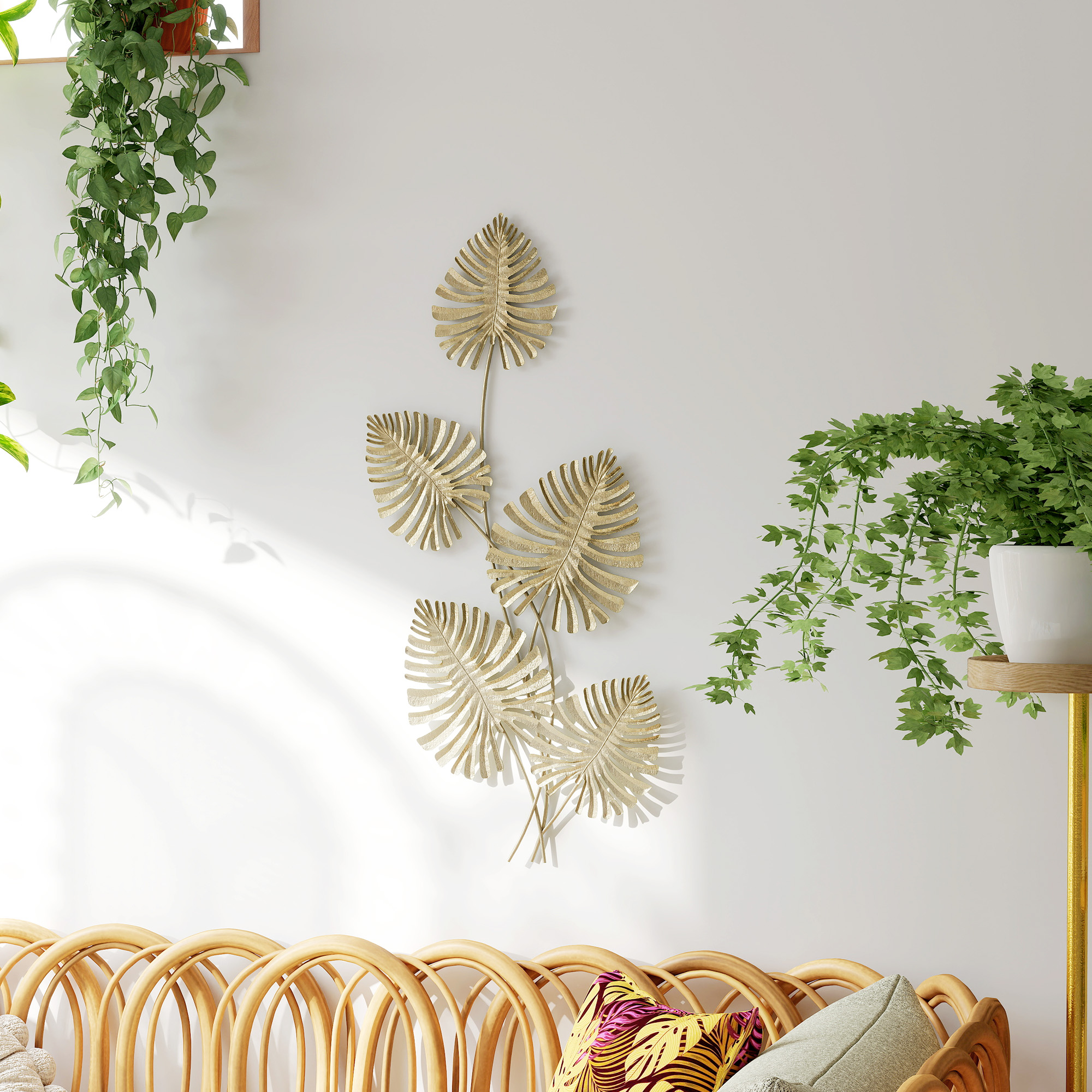 HOMCOM Wanddeko Wandbild Monstera-Wanddekoration Metallbild Wandskulptur mi günstig online kaufen
