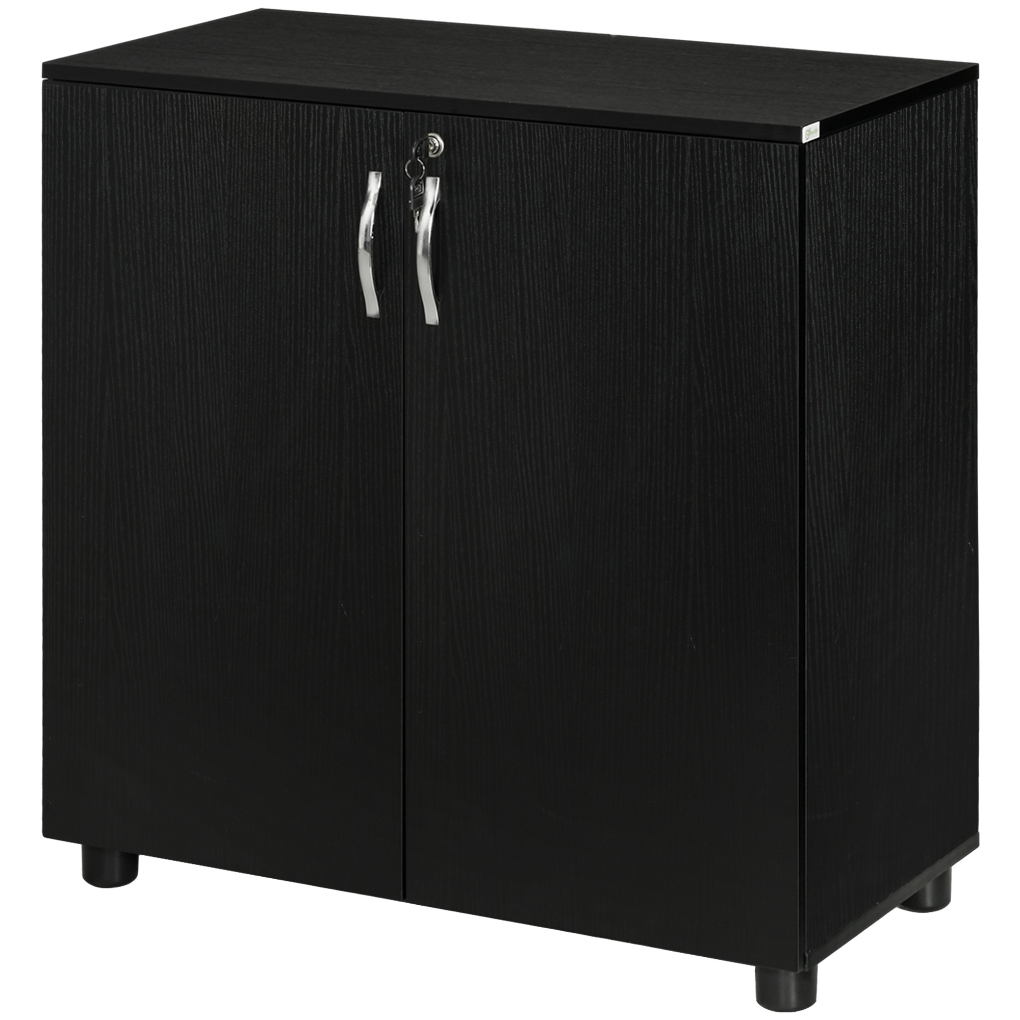 Vinsetto Meuble de Bureau Porte-documents Polyvalent avec Serrure, 2 Portes et Étagère Interne, 80x40x80 cm, Noir