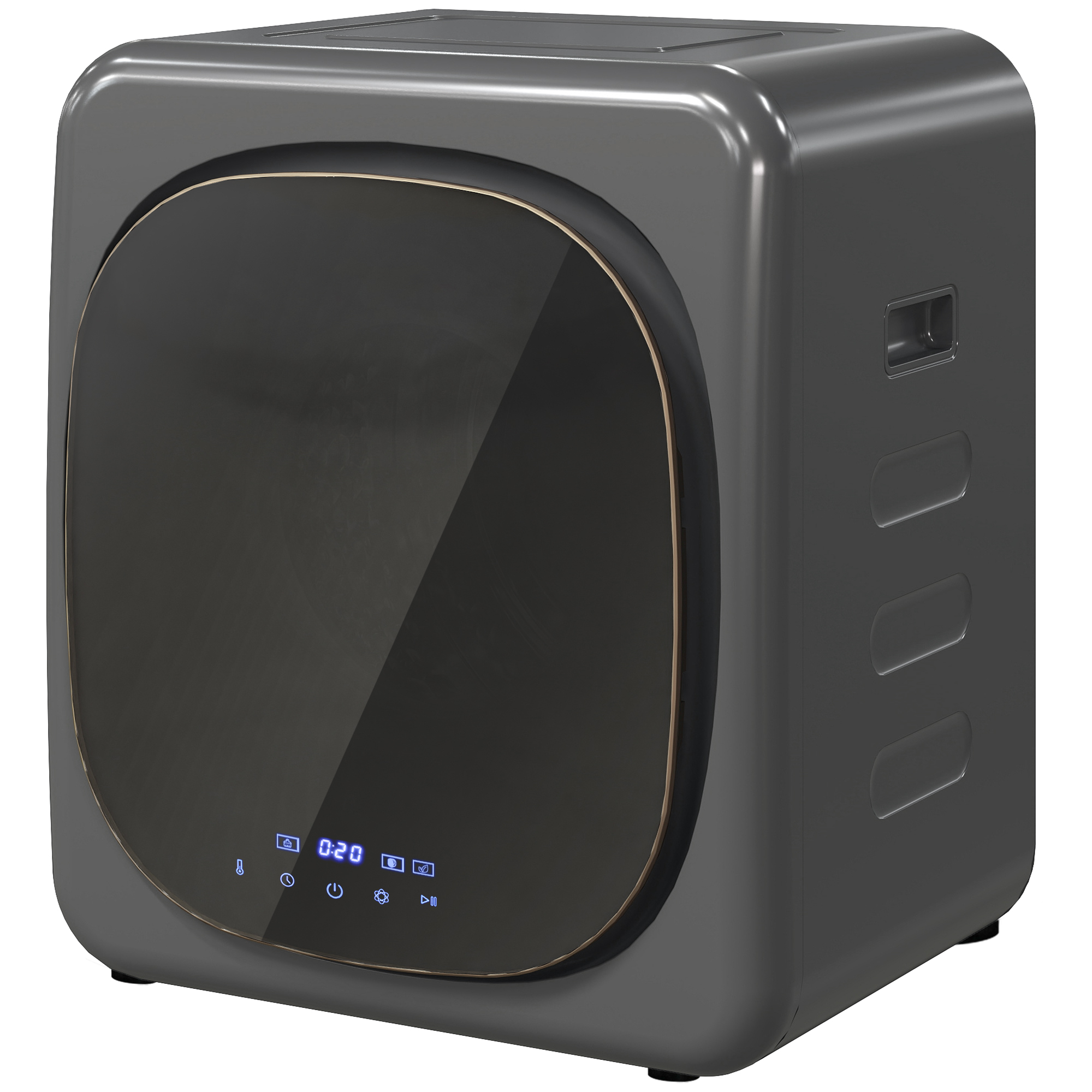 HOMCOM Mini Wäschetrockner mit 6 Programm LED-Touchscreen 4 kg bis zu 60℃, 800W Freistehend Wandmontierbar Ablufttrockner mit Überhitzungsschutz Ablufttrockner für Kleidung Grau   Aosom – HOMCOM