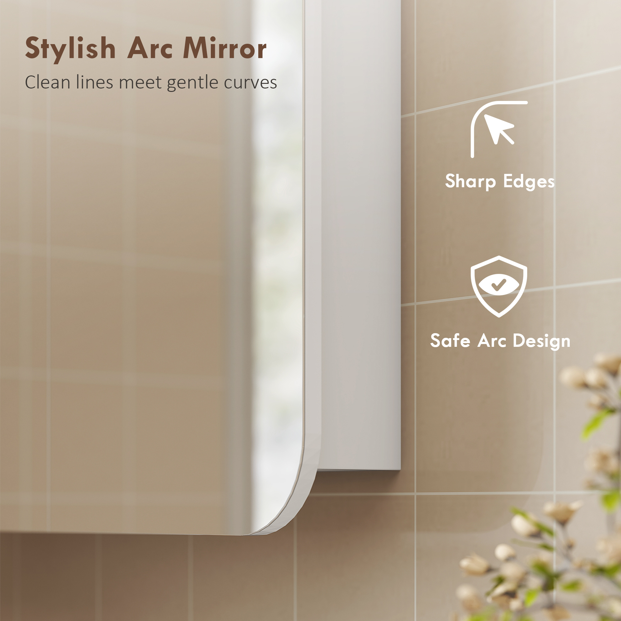 HOMCOM Arched Bathroom Mirror Cabinet with Adjustable Shelves White 4