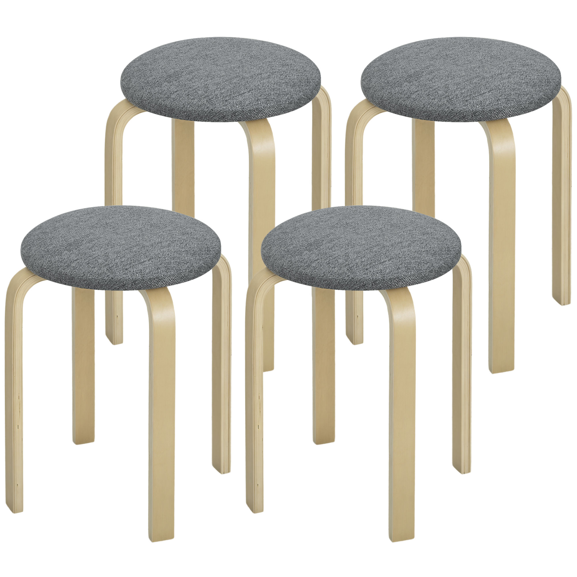 HOMCOM 4er Set Esszimmerhocker Stapelhocker Runde Hocker, Küchenhocker mit günstig online kaufen