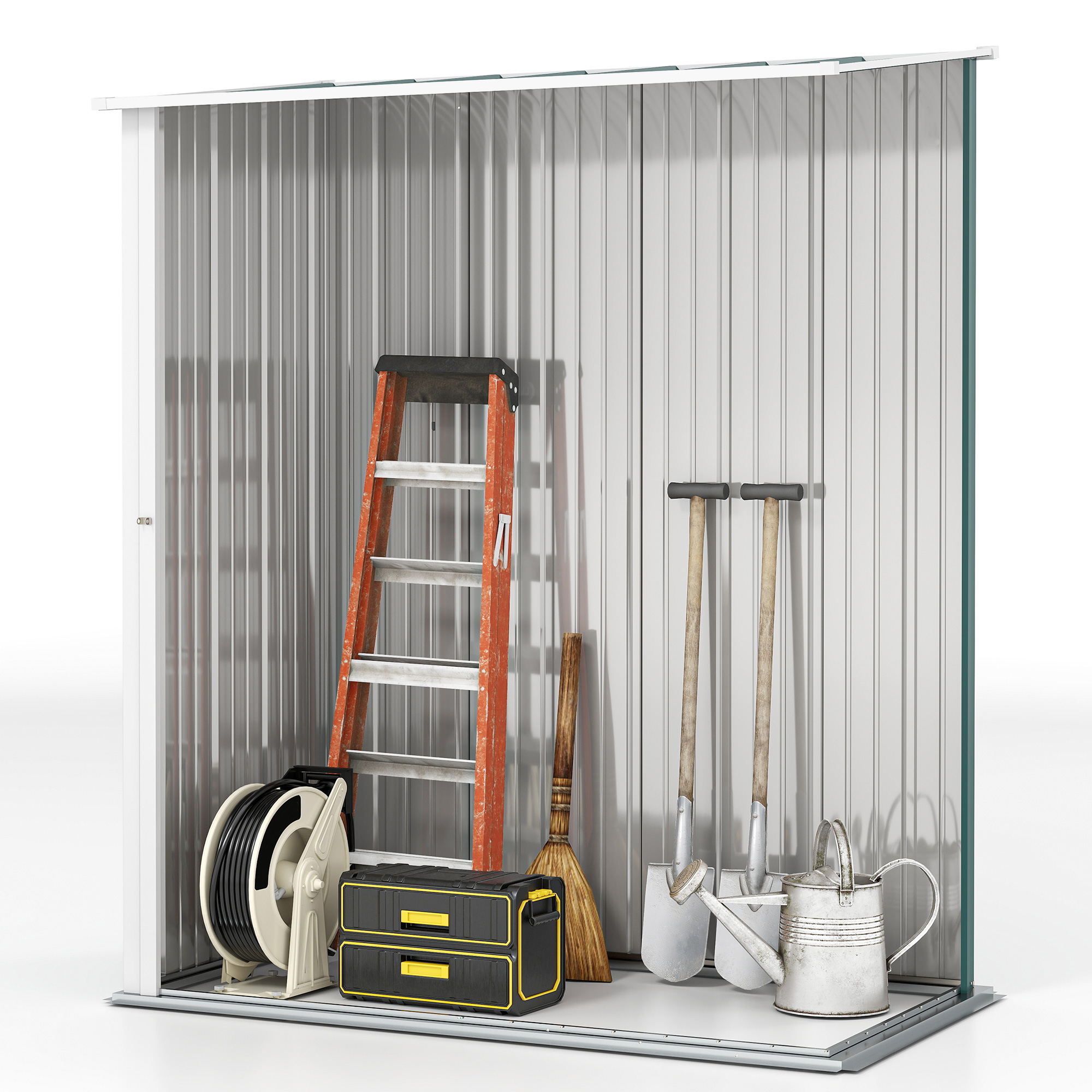 Outsunny 5.3 x 3.1ft Corrugated Steel Garden Shed Green 7