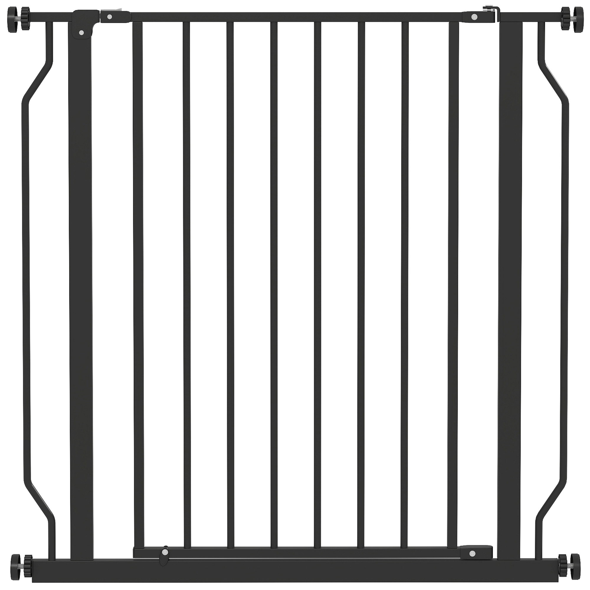 PawHut Puerta para Perros Extensible y Ajustable para Escaleras y Puertas, en Acero y ABS, 75-85×76 cm, Negro