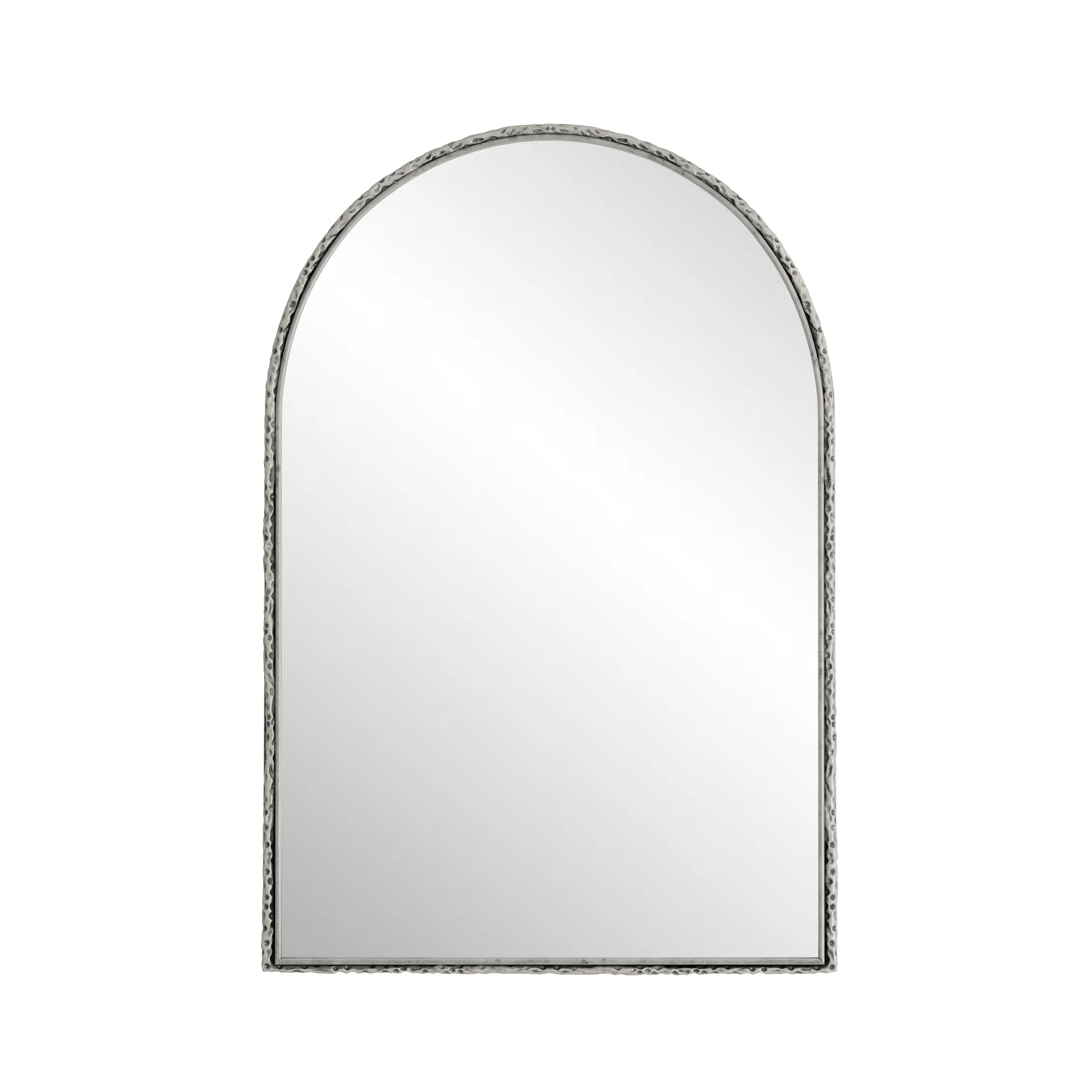 Image of Specchio da parete ad arco con cornice in ferro, specchio da trucco per bagno, 61x2,5x91 cm, Argento cod005