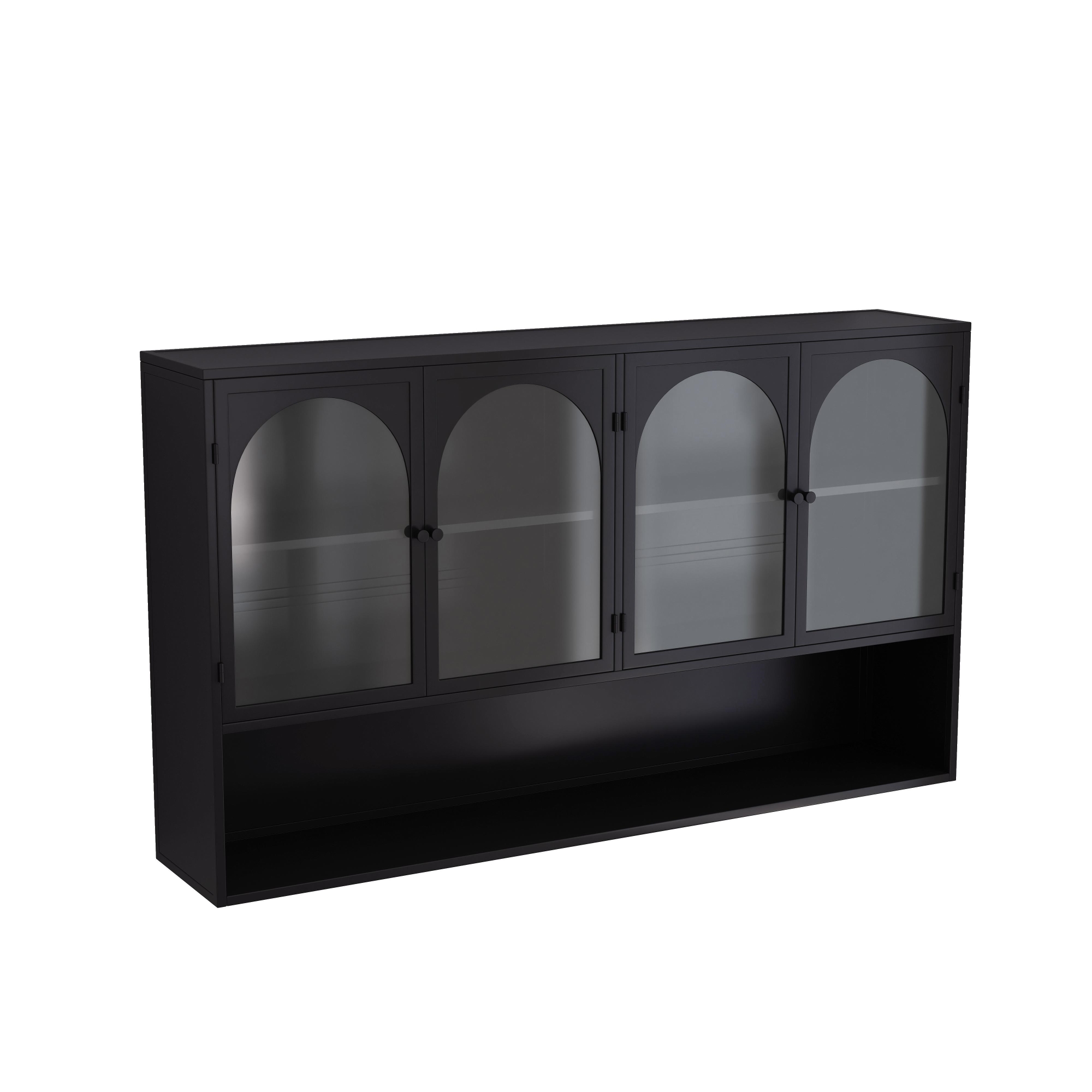 Armoire murale en verre à double porte de 60 cm, idéale pour l'entrée, le salon, la salle de bain, la salle à manger, blanche | Leroy Merlin