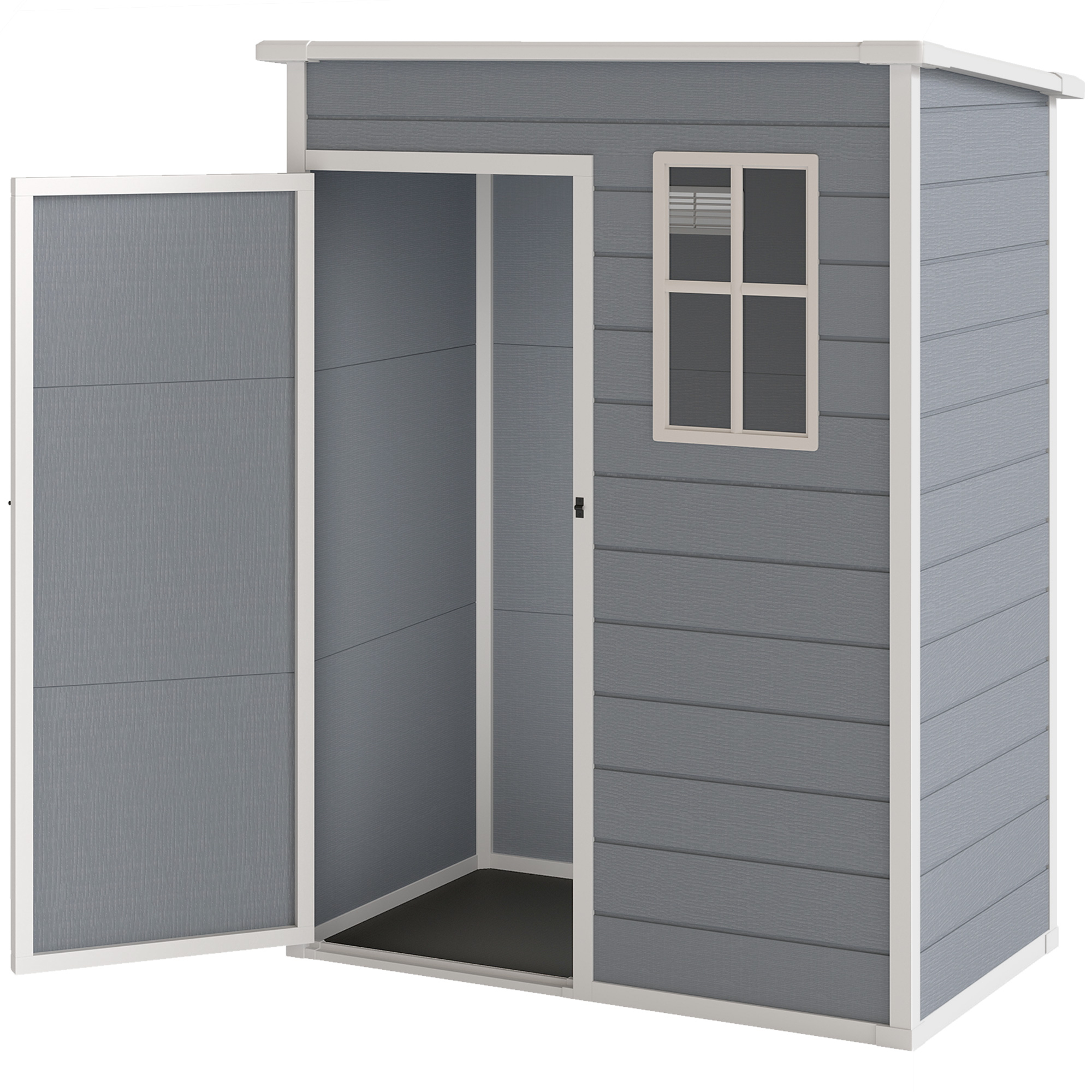 Outsunny Gerätehaus Kunststoff 1,14m² 151 x 92 x 193cm Geräteschuppen mit P günstig online kaufen